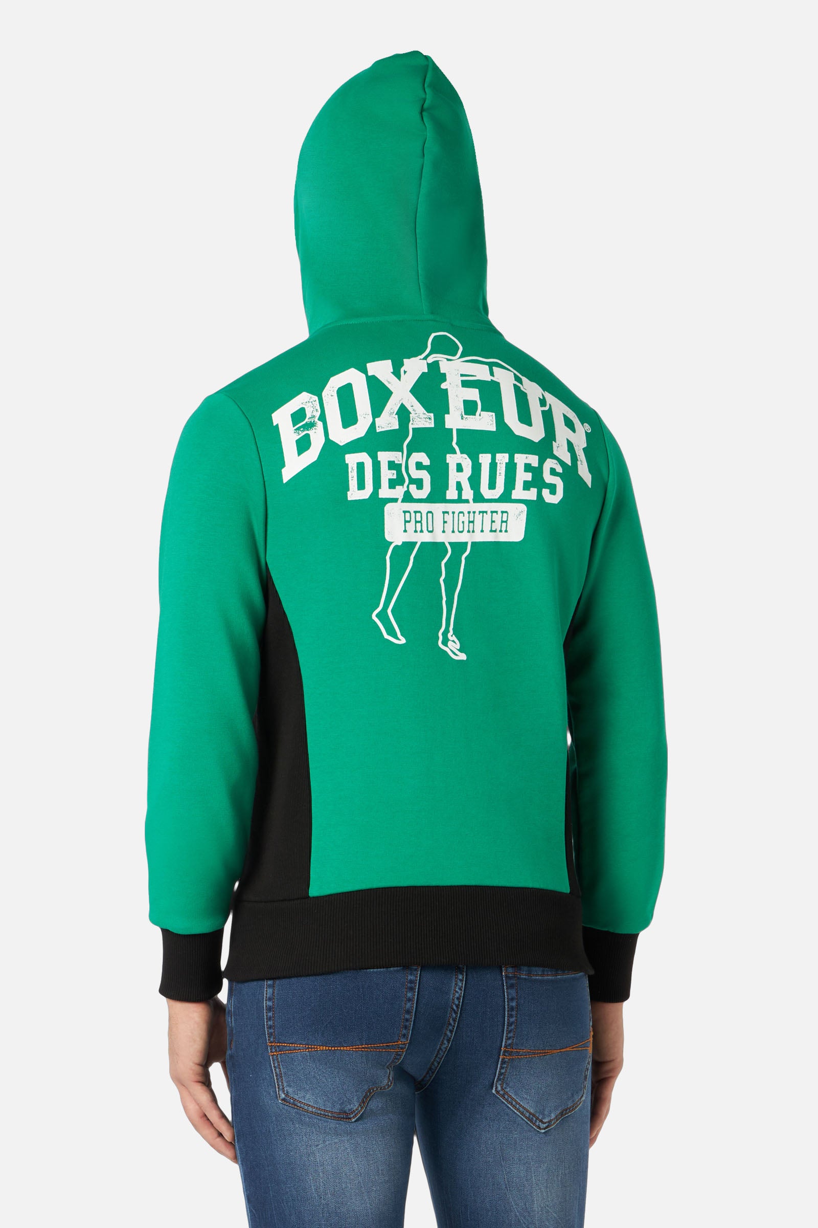 Hooded Full Zip Sweatshirt in Green Sweatjackets Boxeur des Rues   