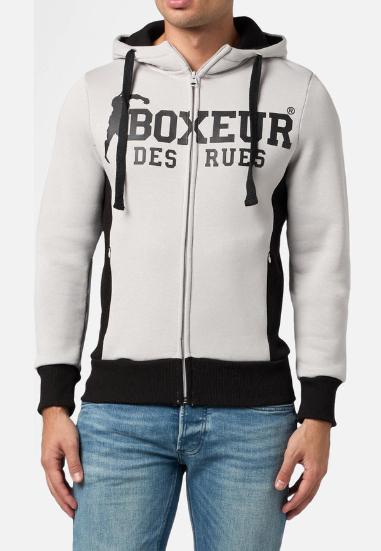 Hooded Full Zip Sweatshirt in Grey Sweatjackets Boxeur des Rues   