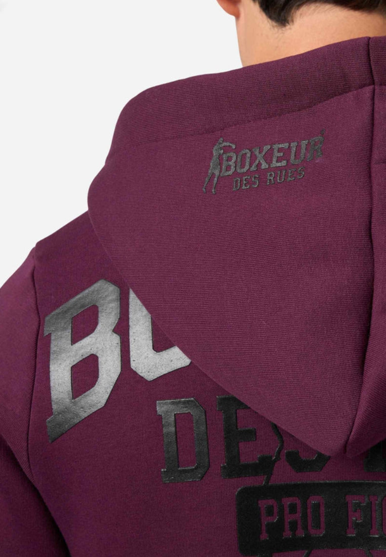 Hooded Full Zip Sweatshirt in Wine Sweatjackets Boxeur des Rues   