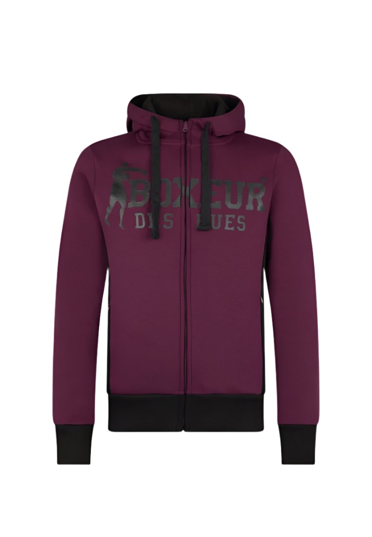 Hooded Full Zip Sweatshirt in Wine Sweatjackets Boxeur des Rues   