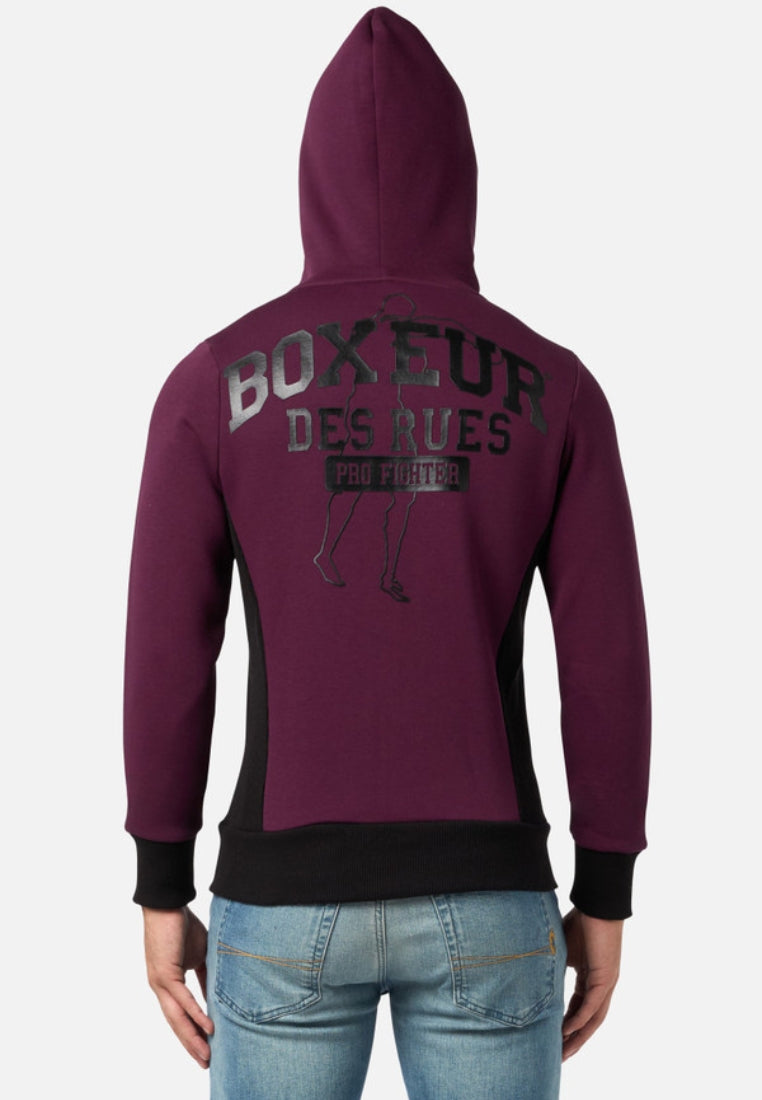 Hooded Full Zip Sweatshirt in Wine Sweatjackets Boxeur des Rues   