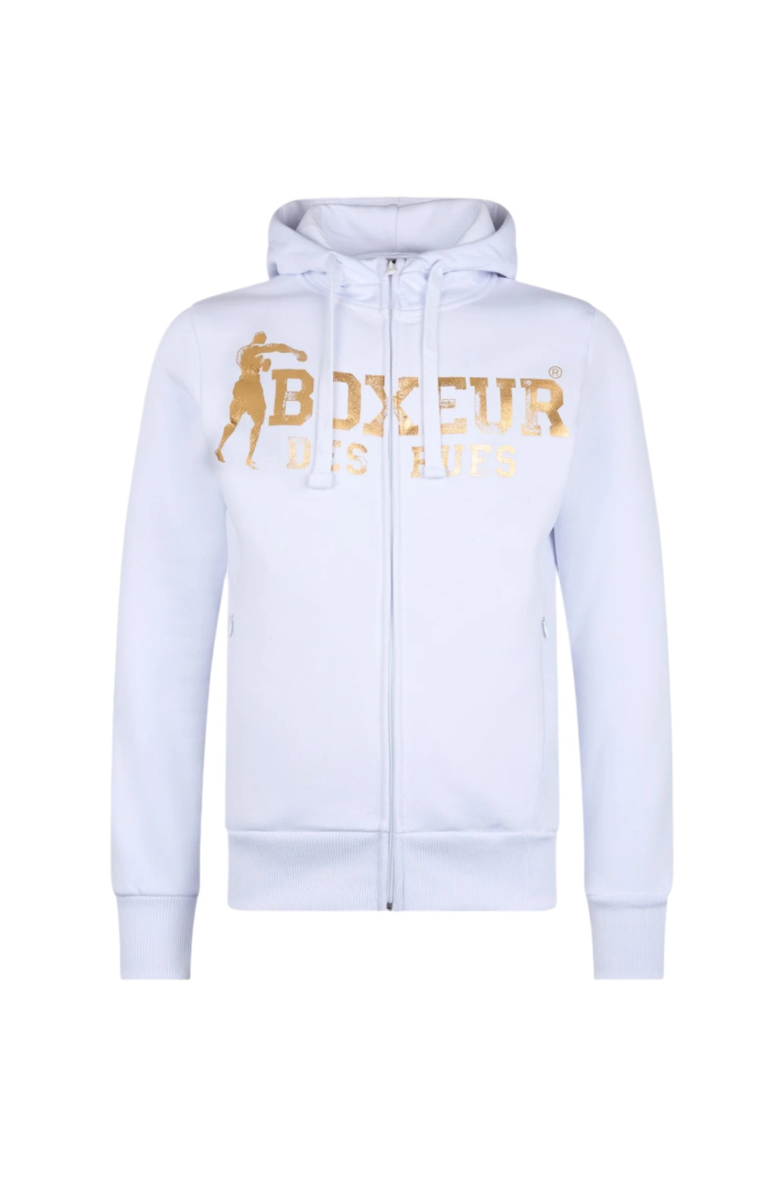 Hooded Full Zip Sweatshirt in White-Gold Sweat Jackets Boxeur des Rues