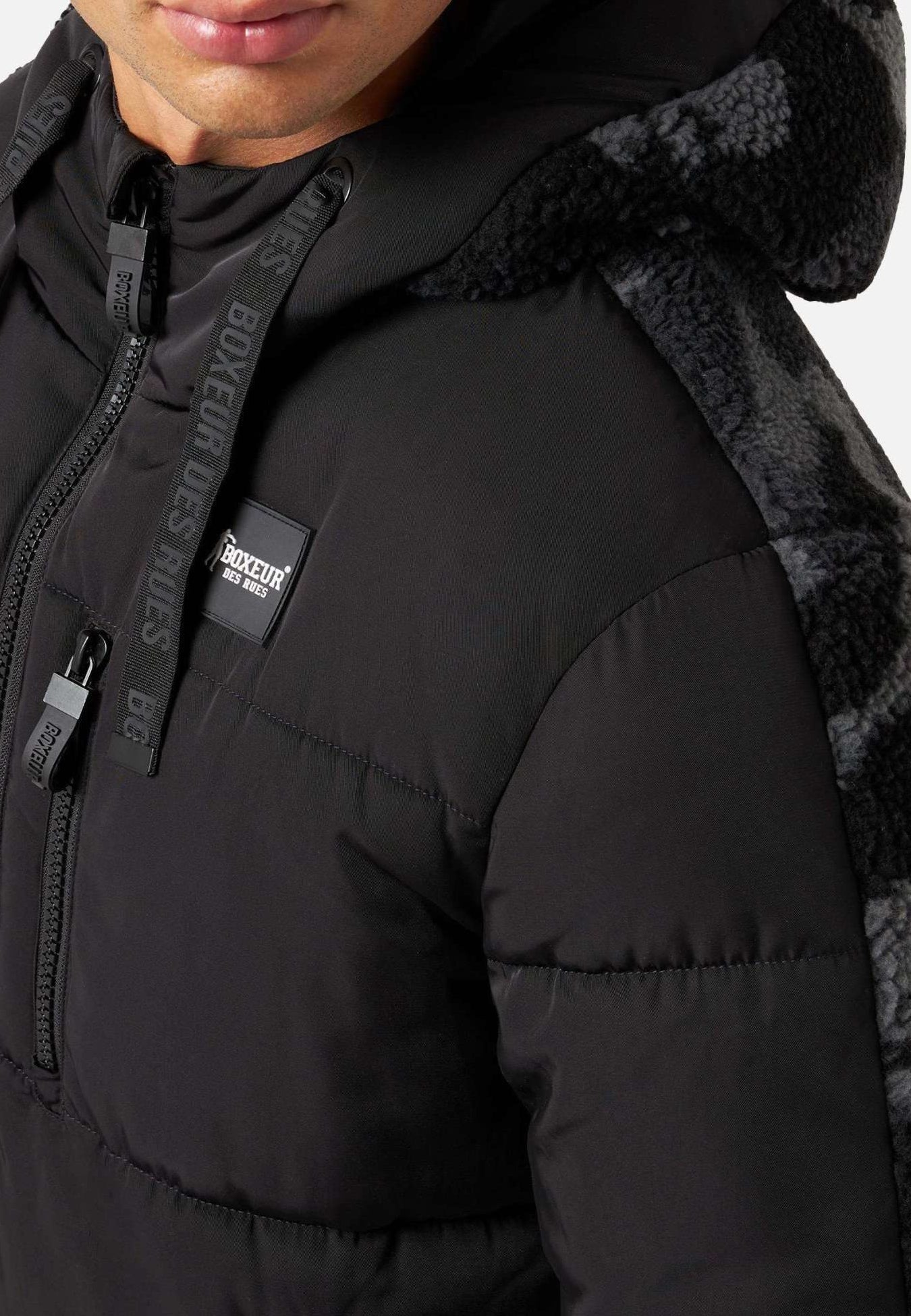 Man Padded Jacket W/Sherpa in Black Jackets Boxeur des Rues   