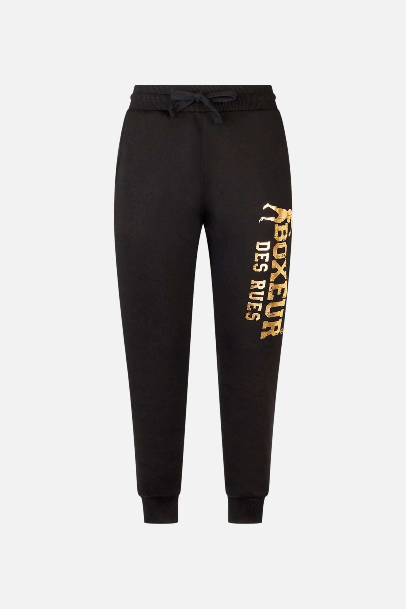 Slim Fit Sweatpant With Logo in Black-Gold Pants Boxeur des Rues   