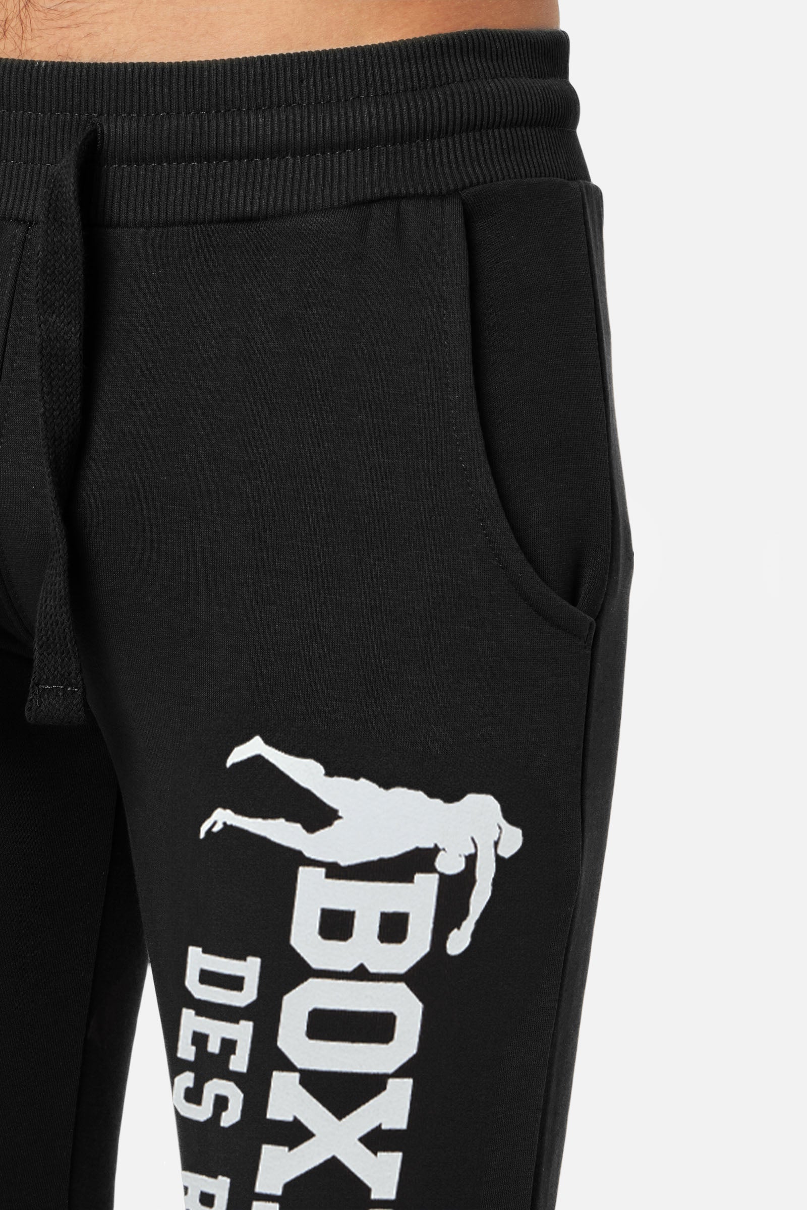 Man Long Sweatpants with Logo in Black-White Pants Boxeur des Rues   