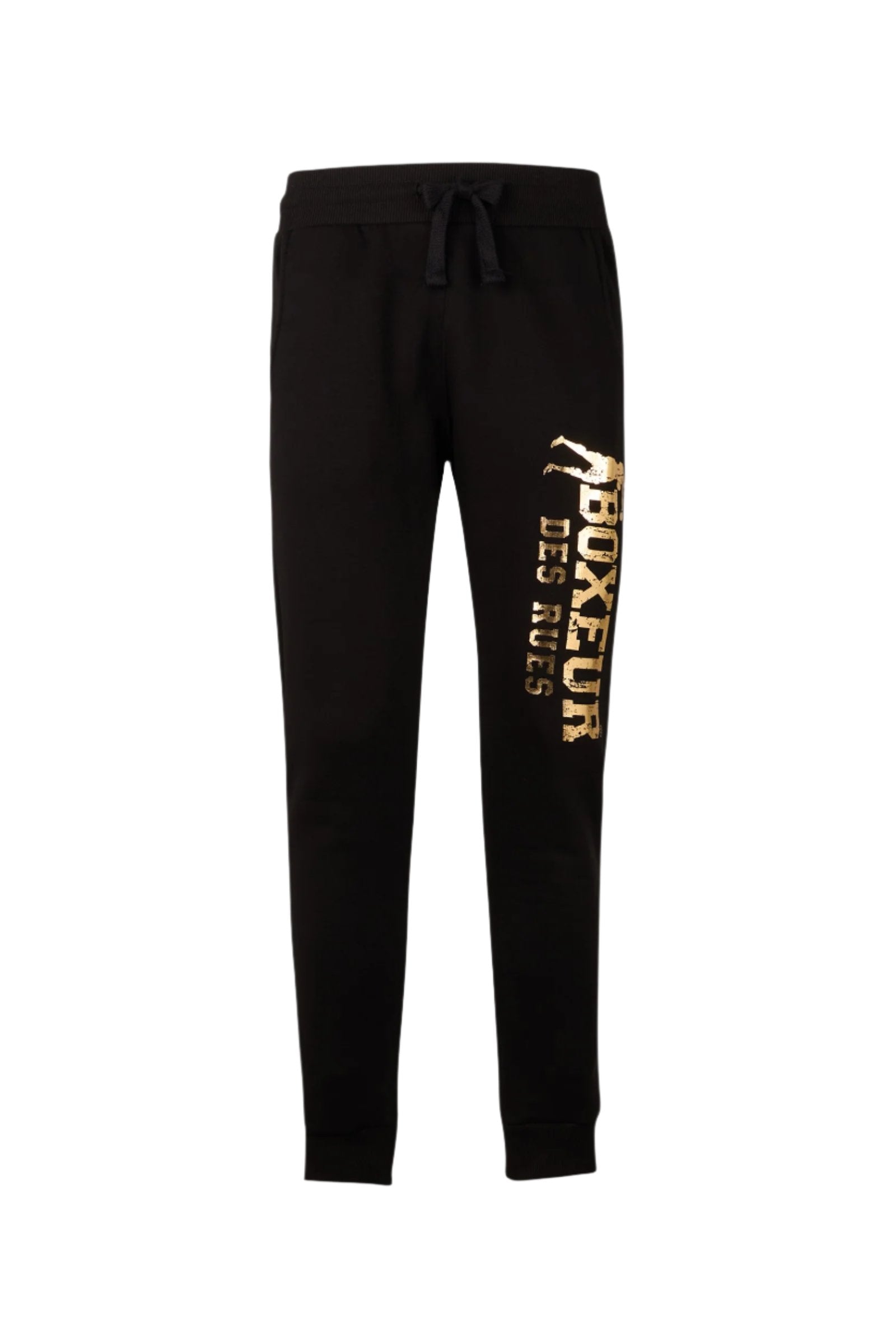 Slim Fit Sweatpant With Logo in Black-Gold Pants Boxeur des Rues   