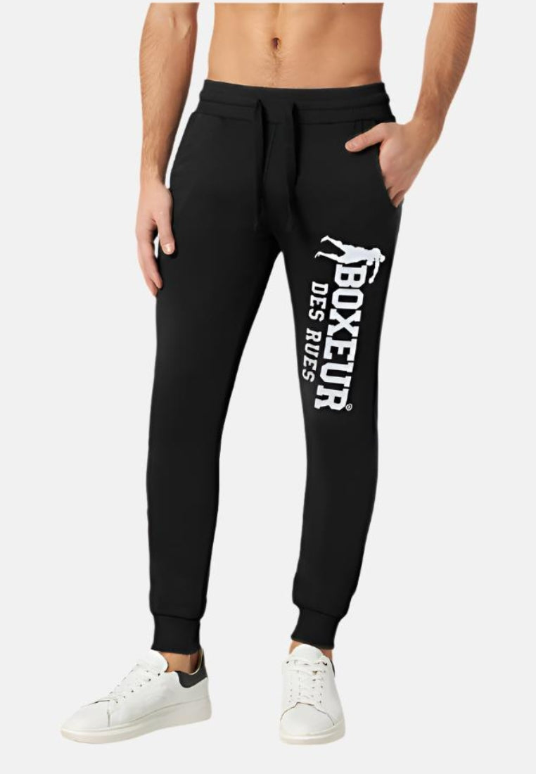 Slim Fit Sweatpant With Logo in Black-White Pants Boxeur des Rues   