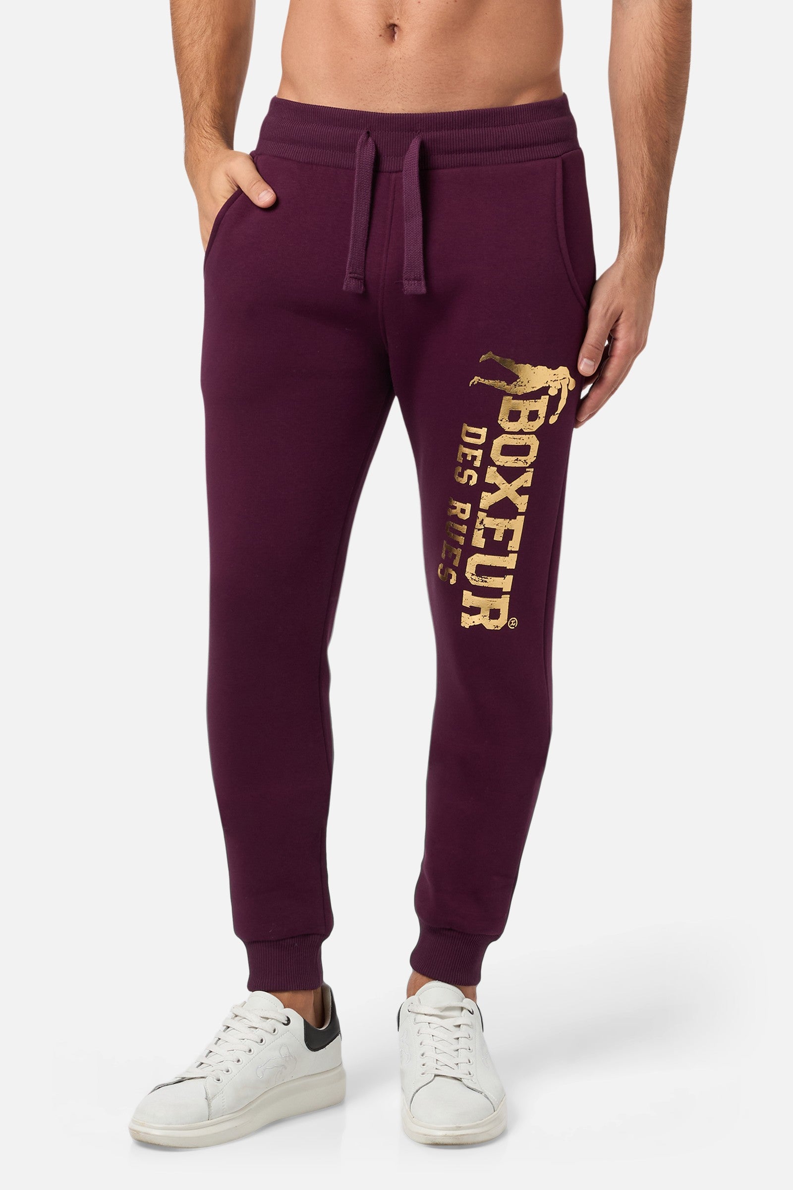 Slim Fit Sweatpant With Logo in Wine Pants Boxeur des Rues   