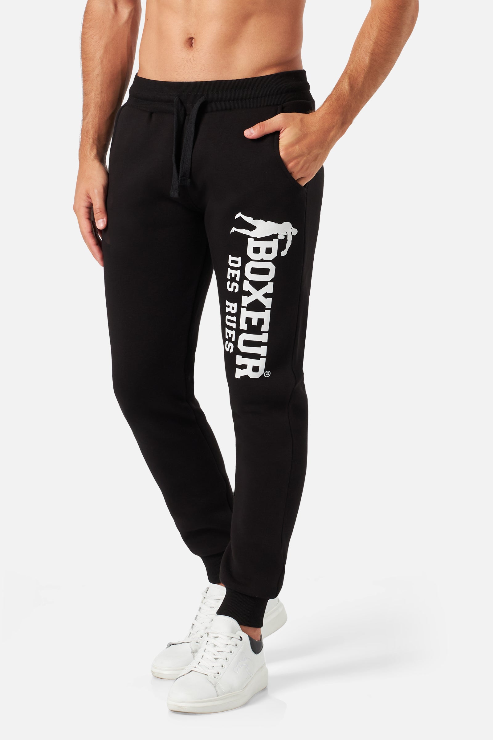 Slim Fit Sweatpant With Logo in Black-White Pants Boxeur des Rues