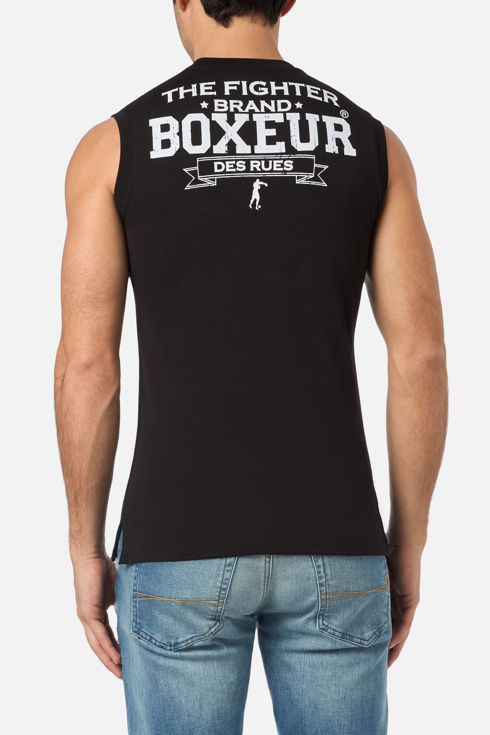 Basic Printed Tank Top in Black-White Tops Boxeur des Rues   