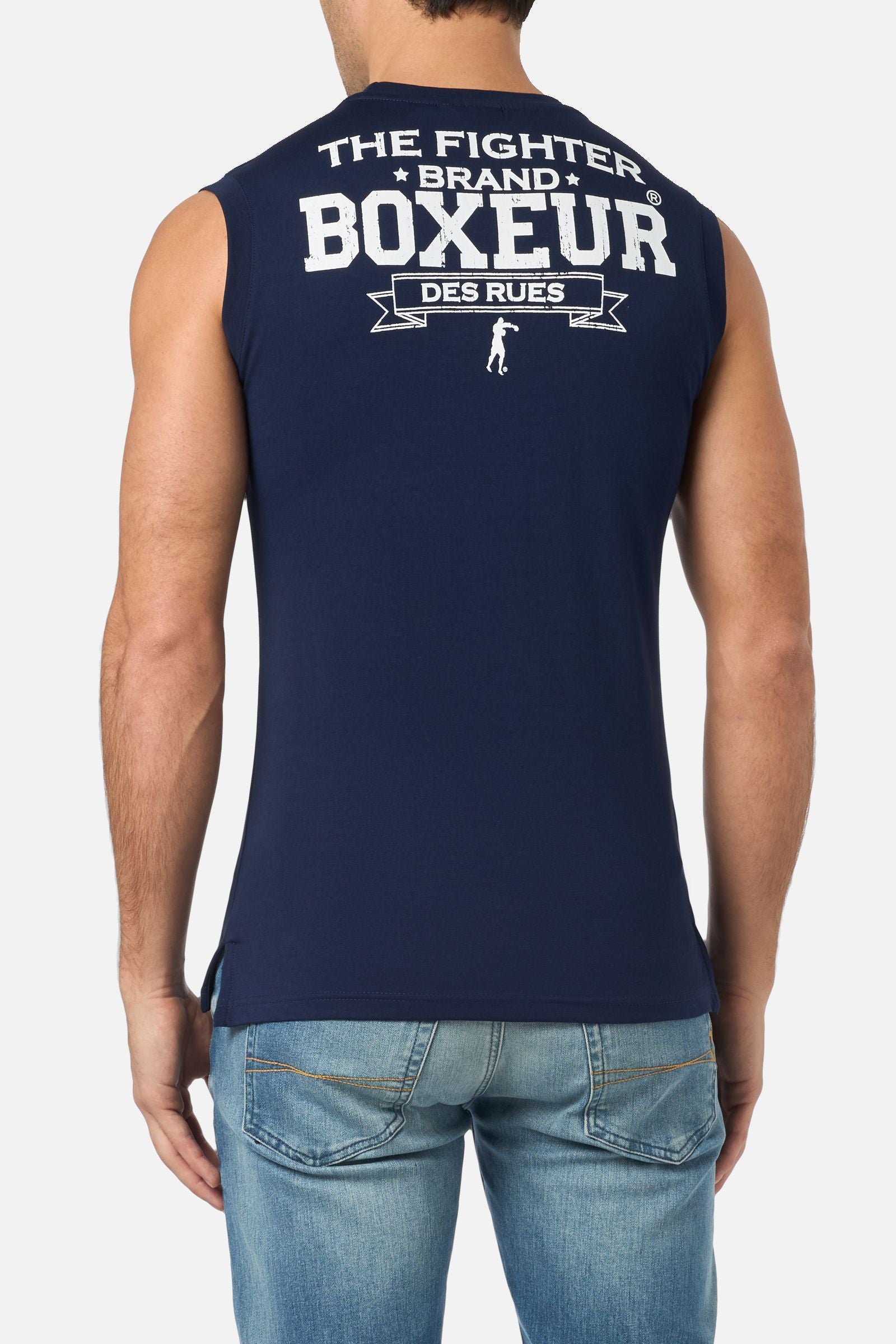 Basic Printed Tank Top in Navy Tops Boxeur des Rues   