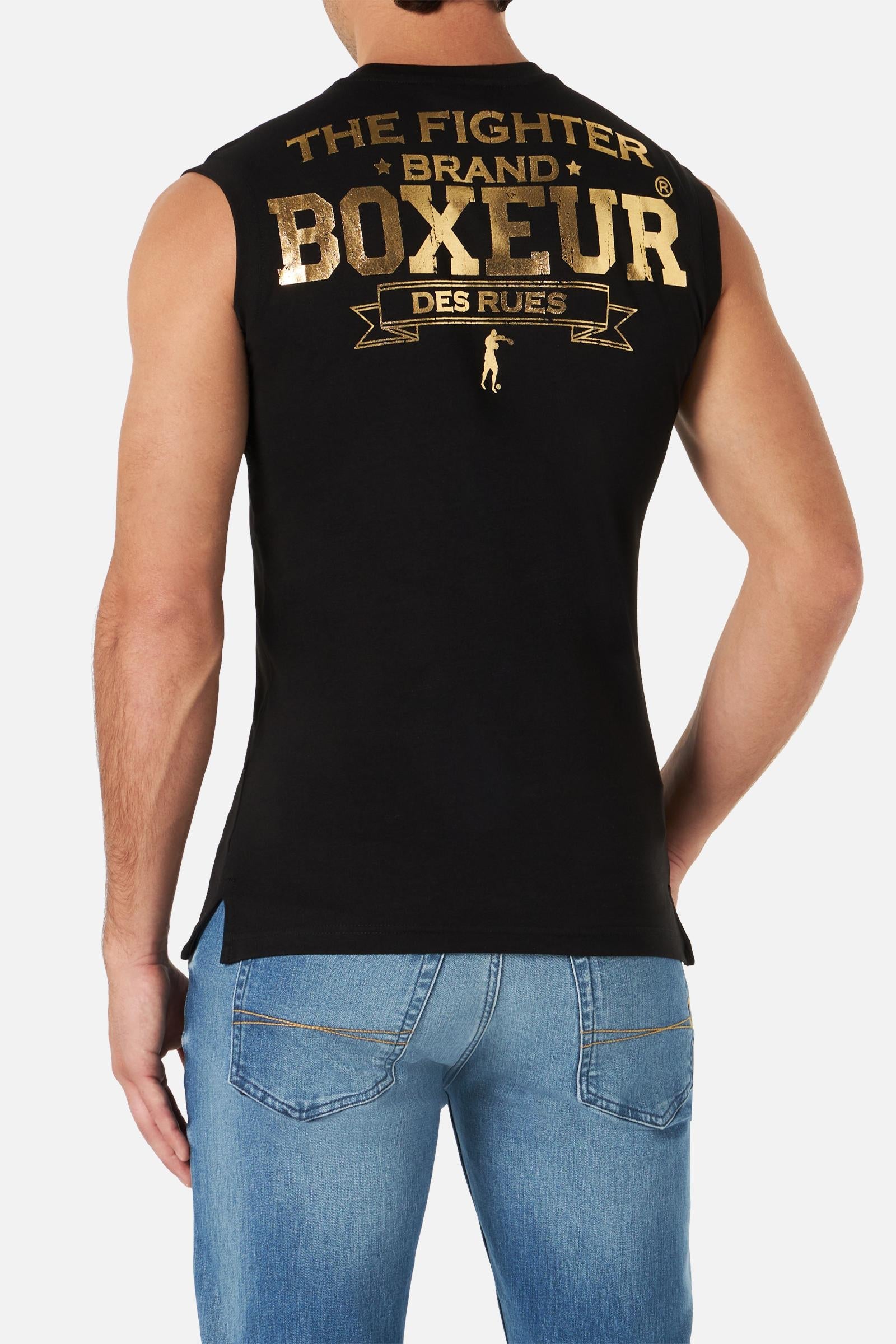 Basic Printed Tank Top in Black-Gold T-Shirts Boxeur des Rues