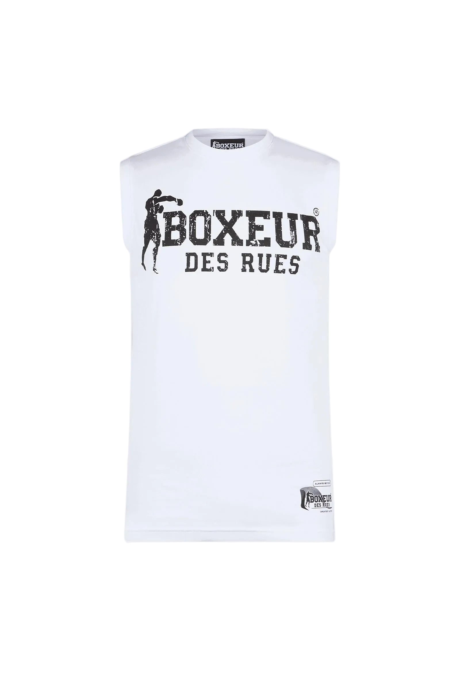 Basic Printed Tank Top in White-Black T-Shirts Boxeur des Rues