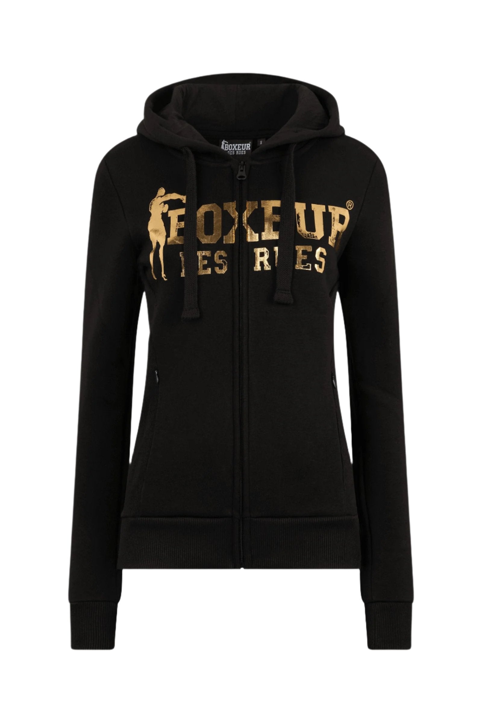 Basic Logo Full Zip Sweatshirt in Black-Gold Sweat Jackets Boxeur des Rues   