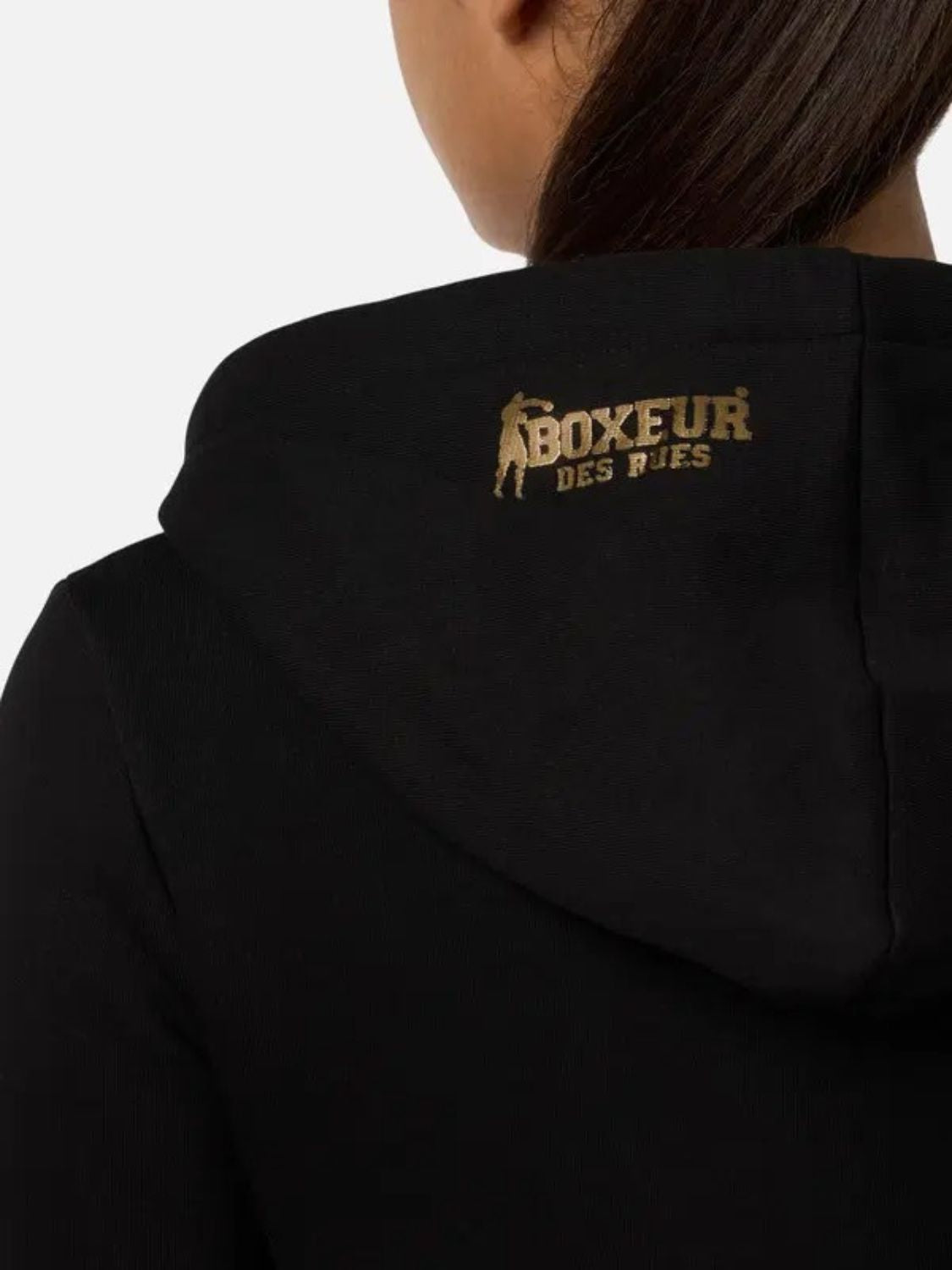Basic Logo Full Zip Sweatshirt in Black-Gold Sweat Jackets Boxeur des Rues