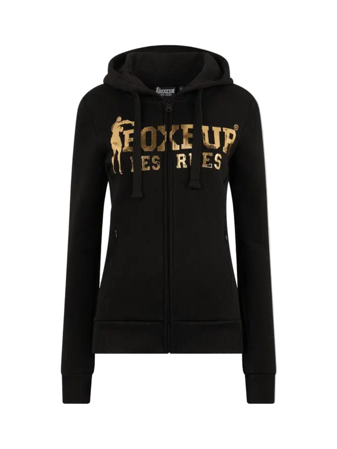 Basic Logo Full Zip Sweatshirt in Black-Gold Sweat Jackets Boxeur des Rues