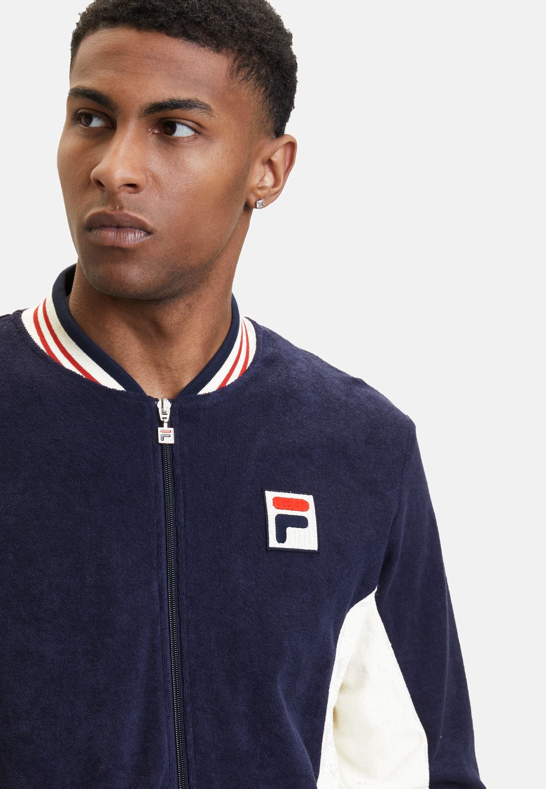 Laredo Towelling Track Jacket in Black Iris Antique White Jackets Fila   