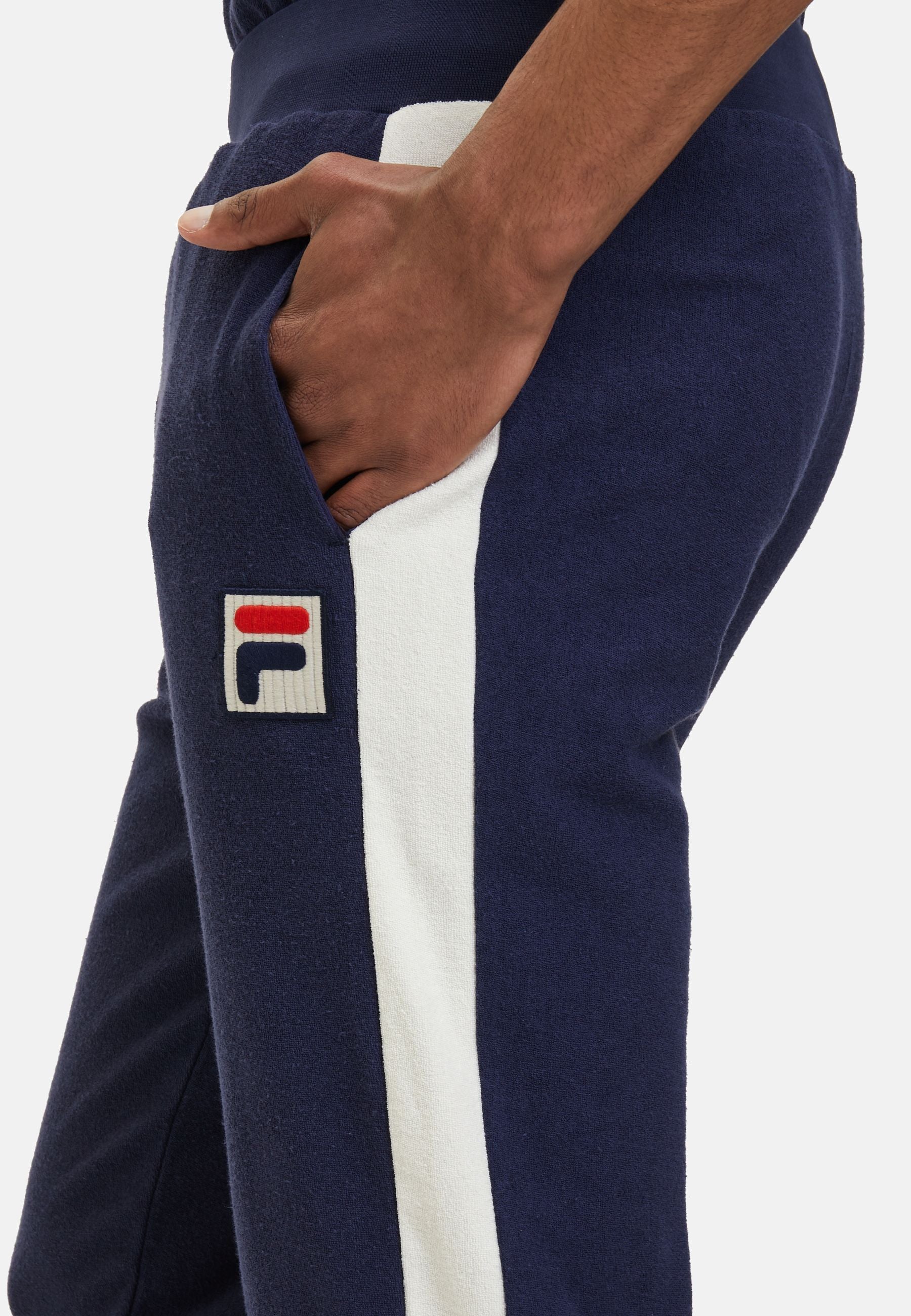 Laredo Towelling Track Pants in Black Iris Antique White Pants Fila   