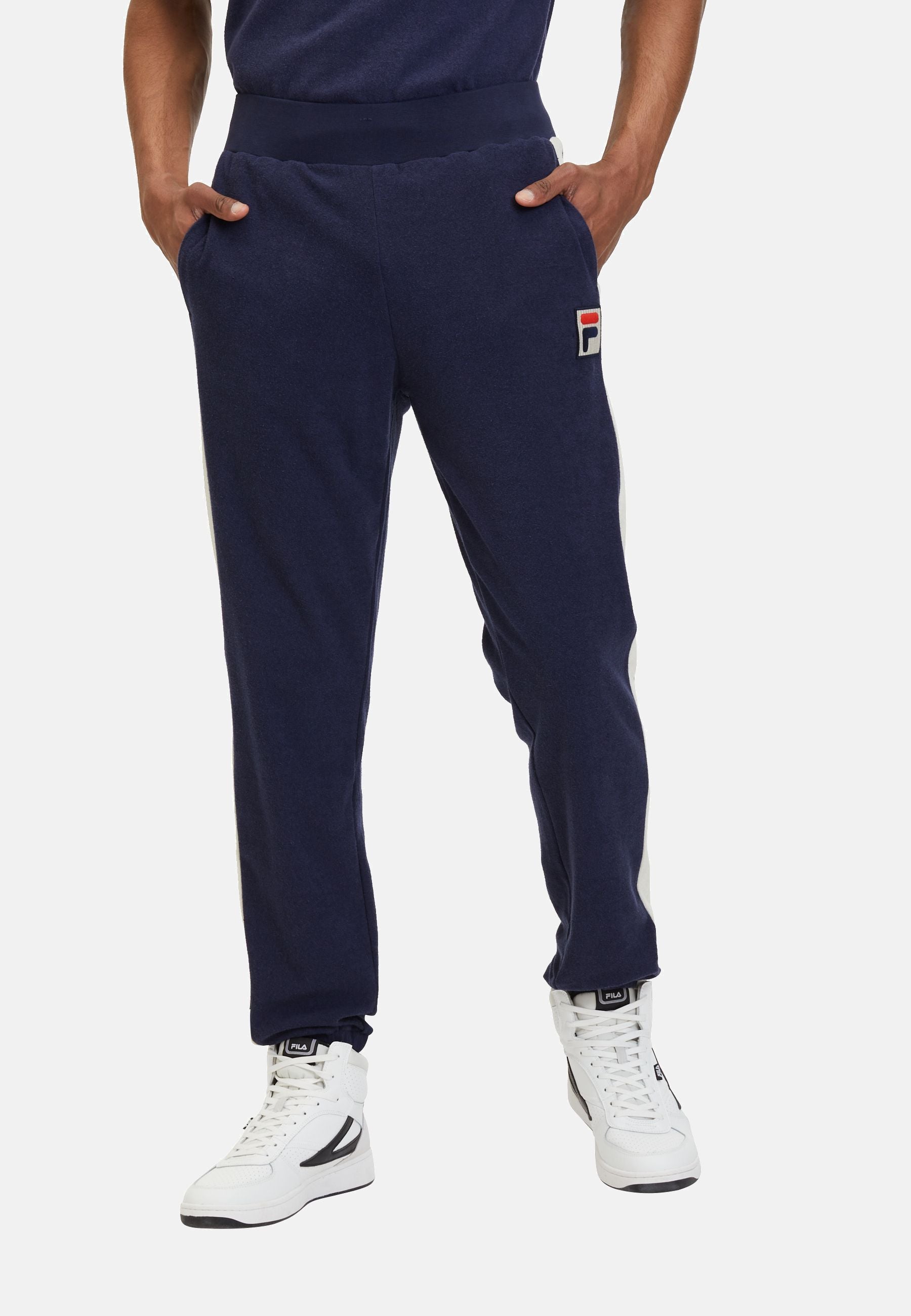 Laredo Towelling Track Pants in Black Iris Antique White Pants Fila   