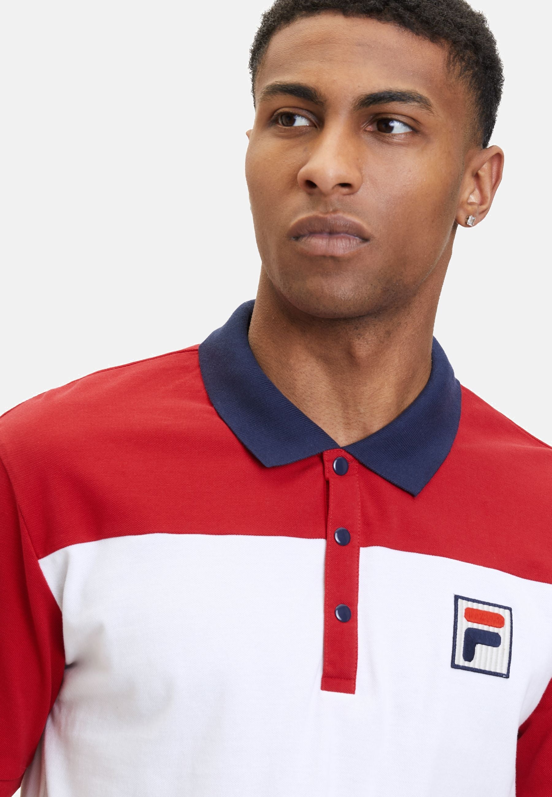 Lianshan Blocked Polo Shirt in Bright White True Red Polos Fila   