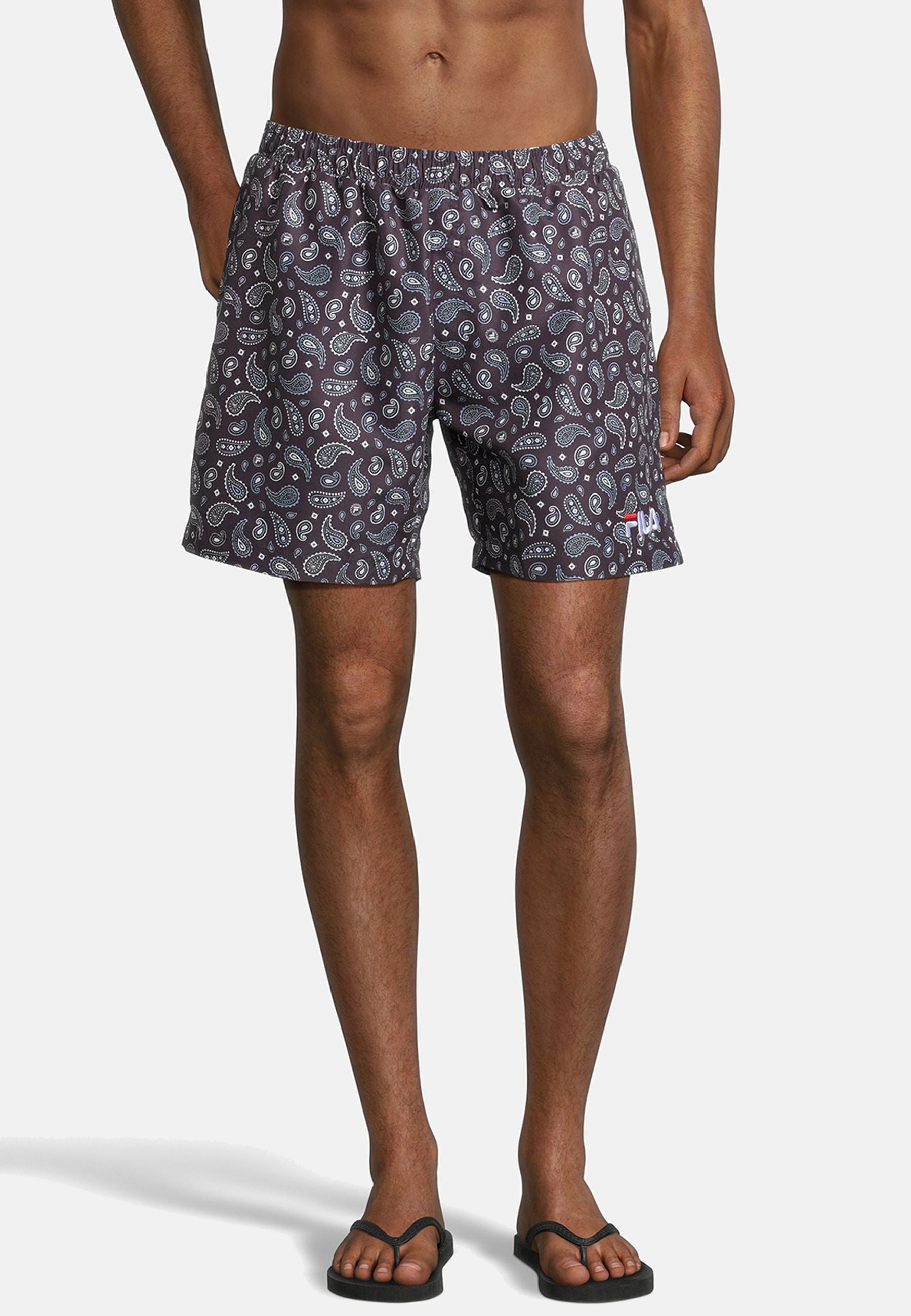 Seoul AOP Beach Shorts in Black Paisley AOP Swimming Trunks Fila   