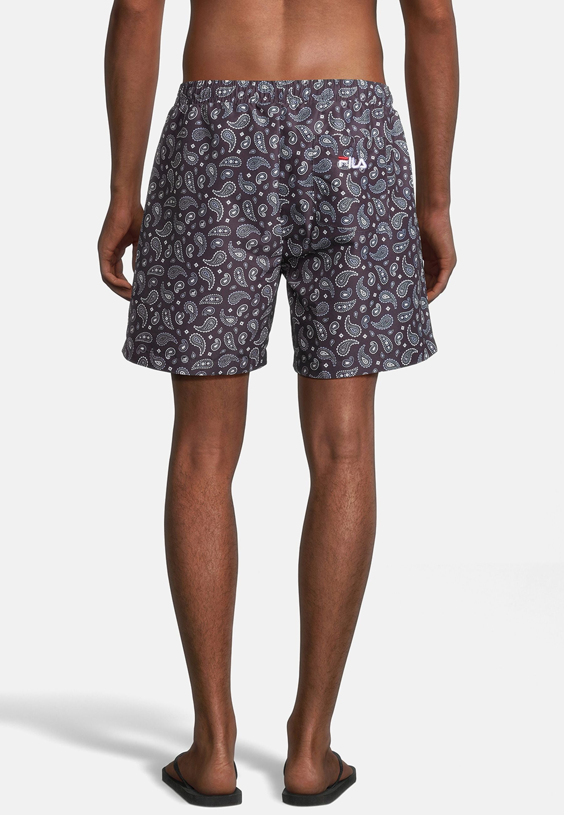 Seoul AOP Beach Shorts in Black Paisley AOP Swimming Trunks Fila   