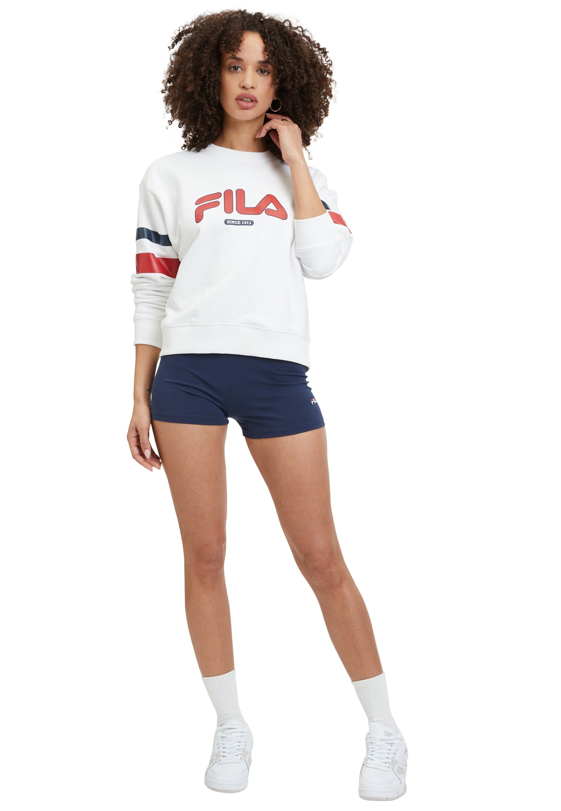 Latur Graphic Crew Sweat in Bright White Sweatshirts Fila   