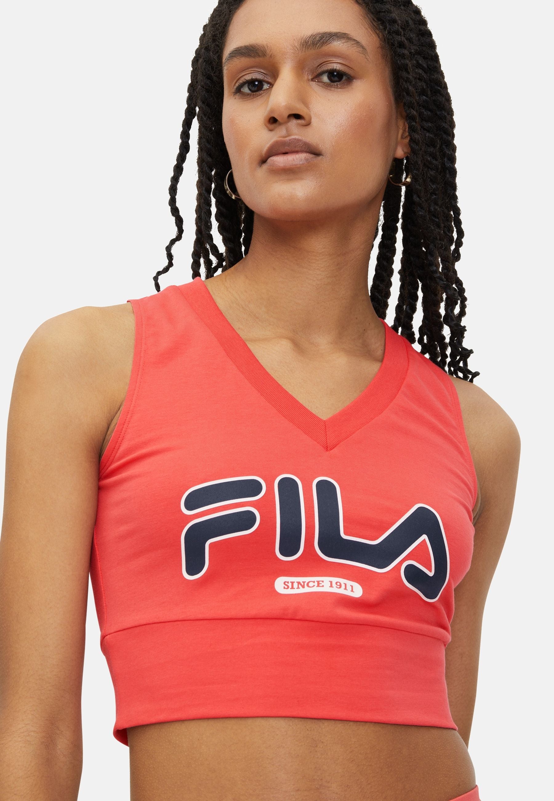 Laixi Cropped V-Neck Top in Cayenne Tops Fila   