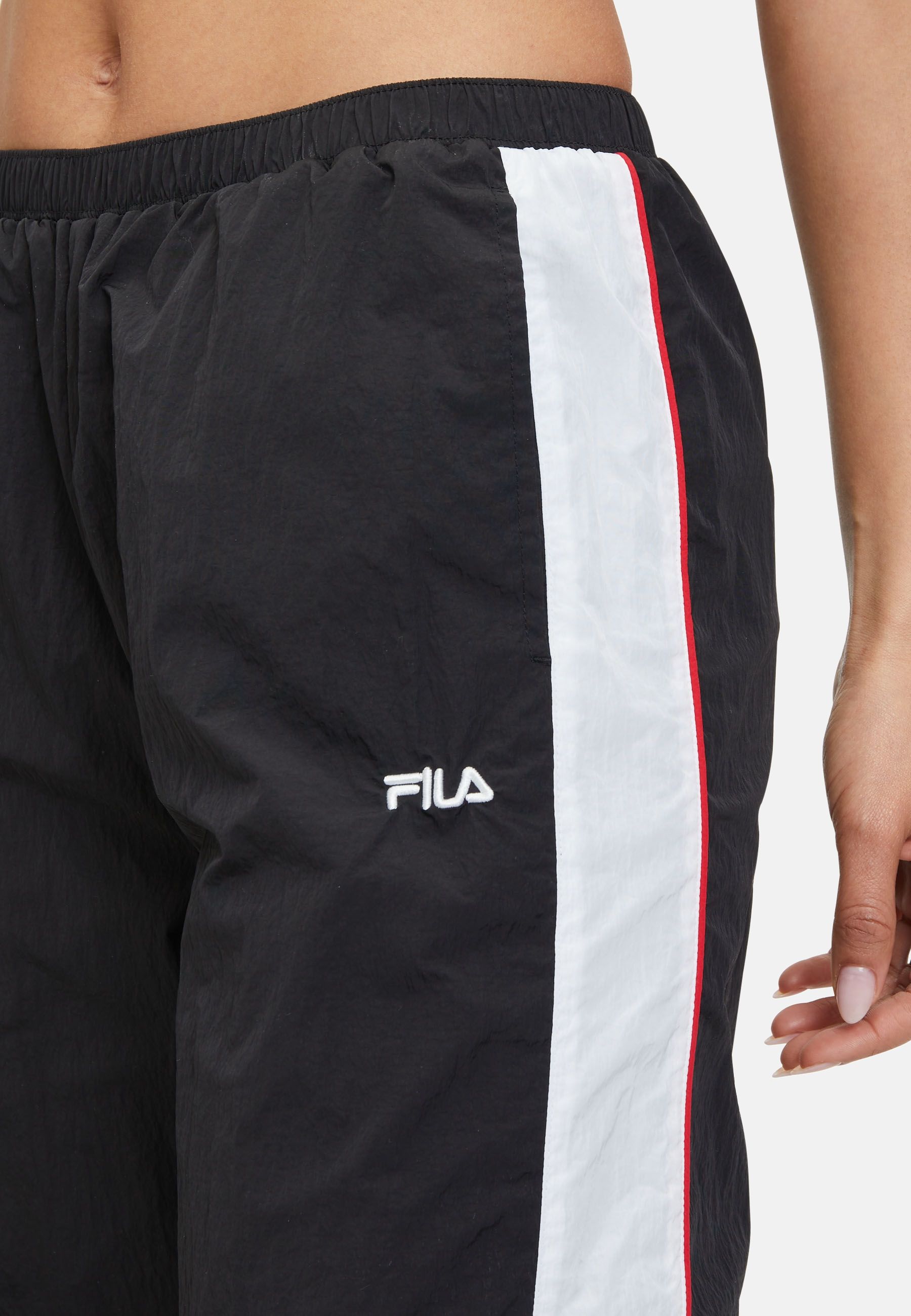 Lages Oversized Track Pants in Black Bright White Pants Fila   