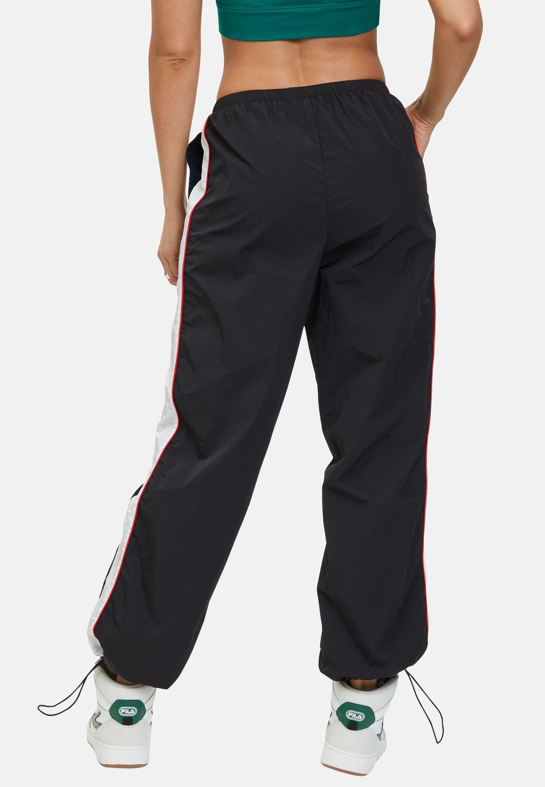 Lages Oversized Track Pants in Black Bright White Pants Fila   