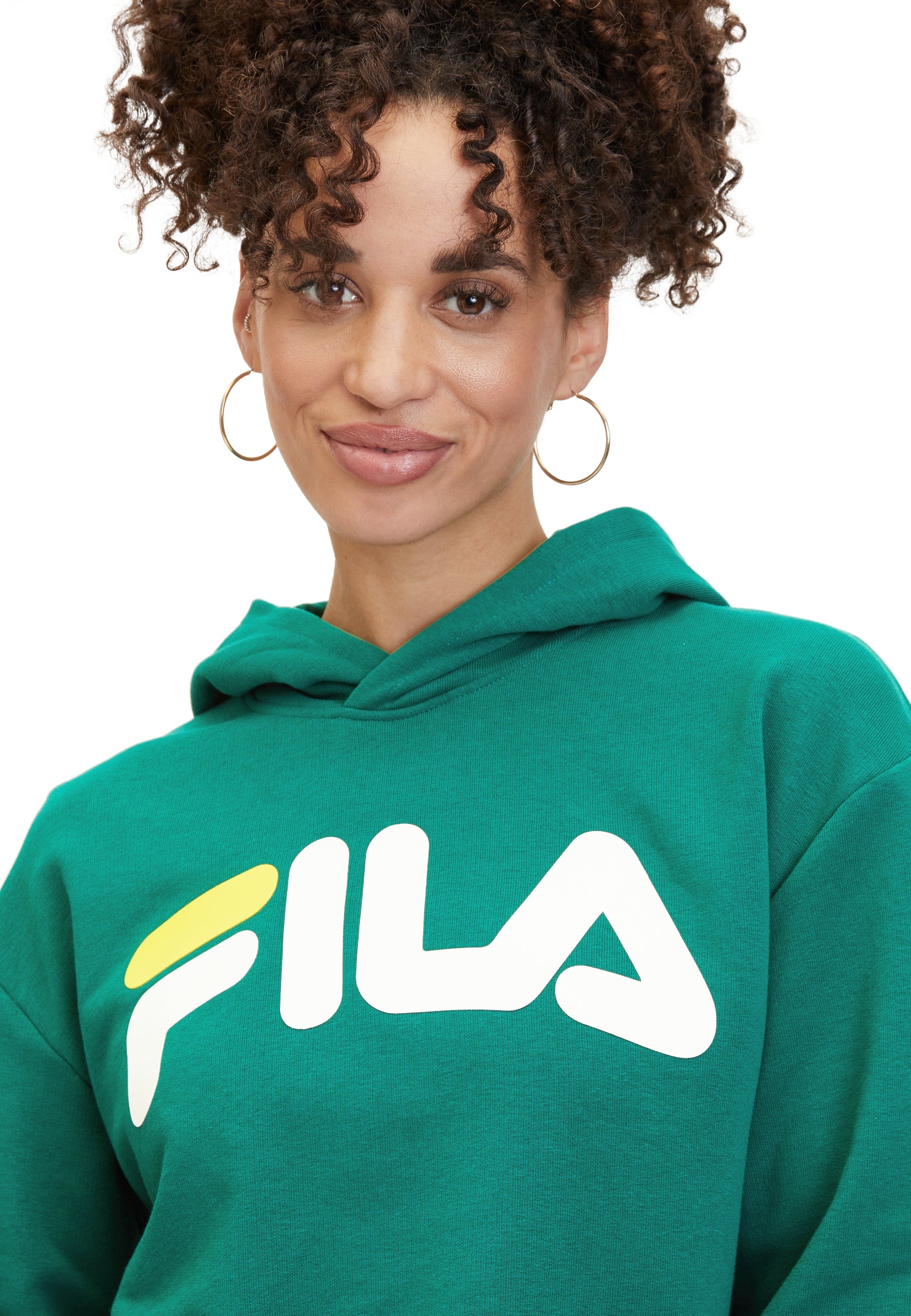 Lafia Cropped Logo Hoody in Aventurine Hoodie Fila   