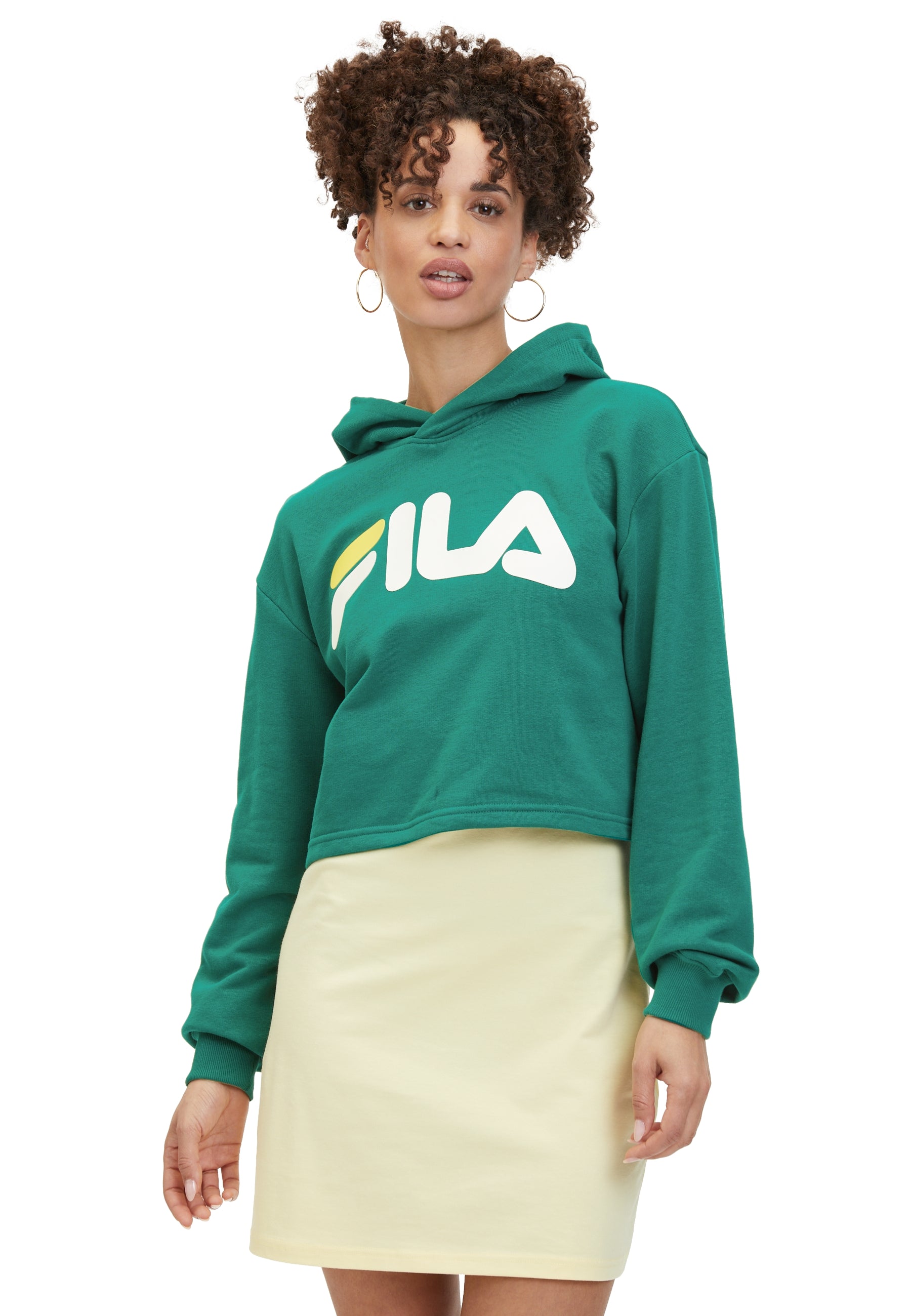 Lafia Cropped Logo Hoody in Aventurine Hoodie Fila   