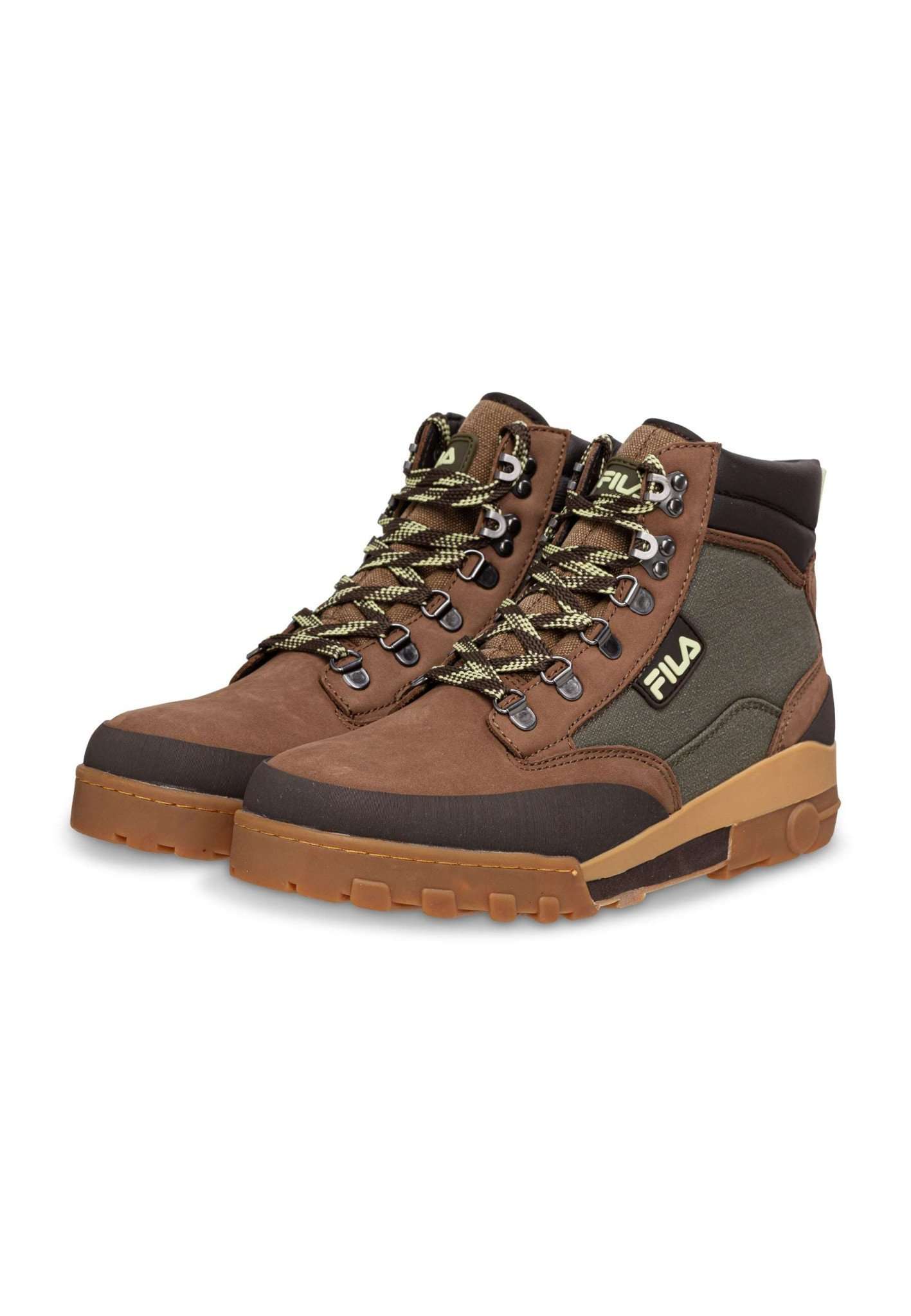 Grunge II Cvs Mid in Partridge-Shadow Lime Trekking Shoes Fila   