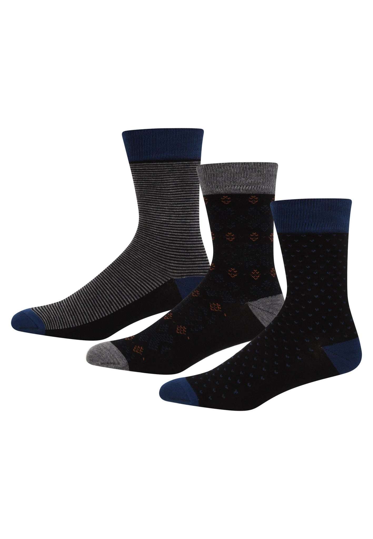 3 Pack Giftbox Socks Elwell in Charcoal Marl Socks Lee   