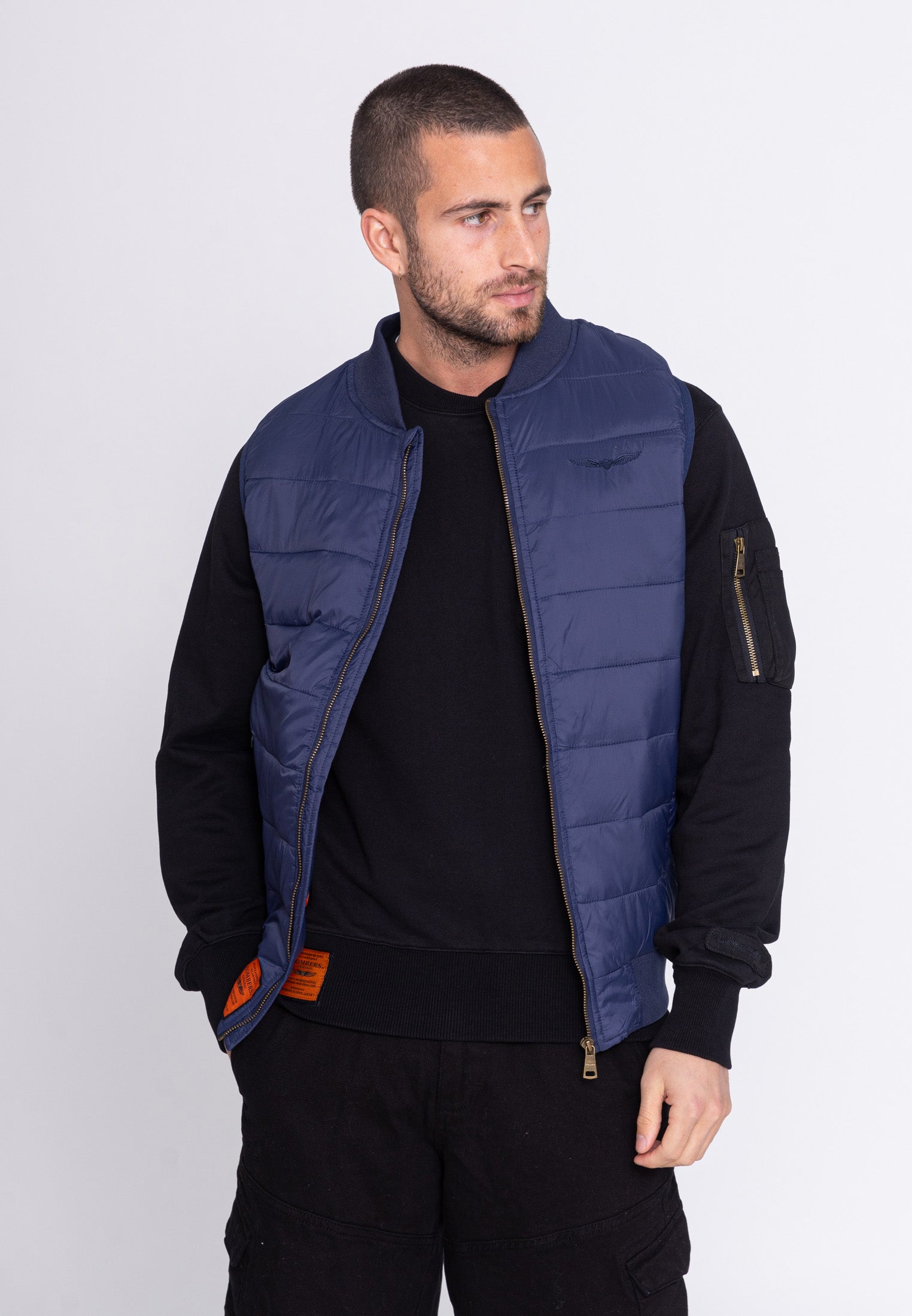 Houston M quilted vest in navy Jackets Bombers Original   