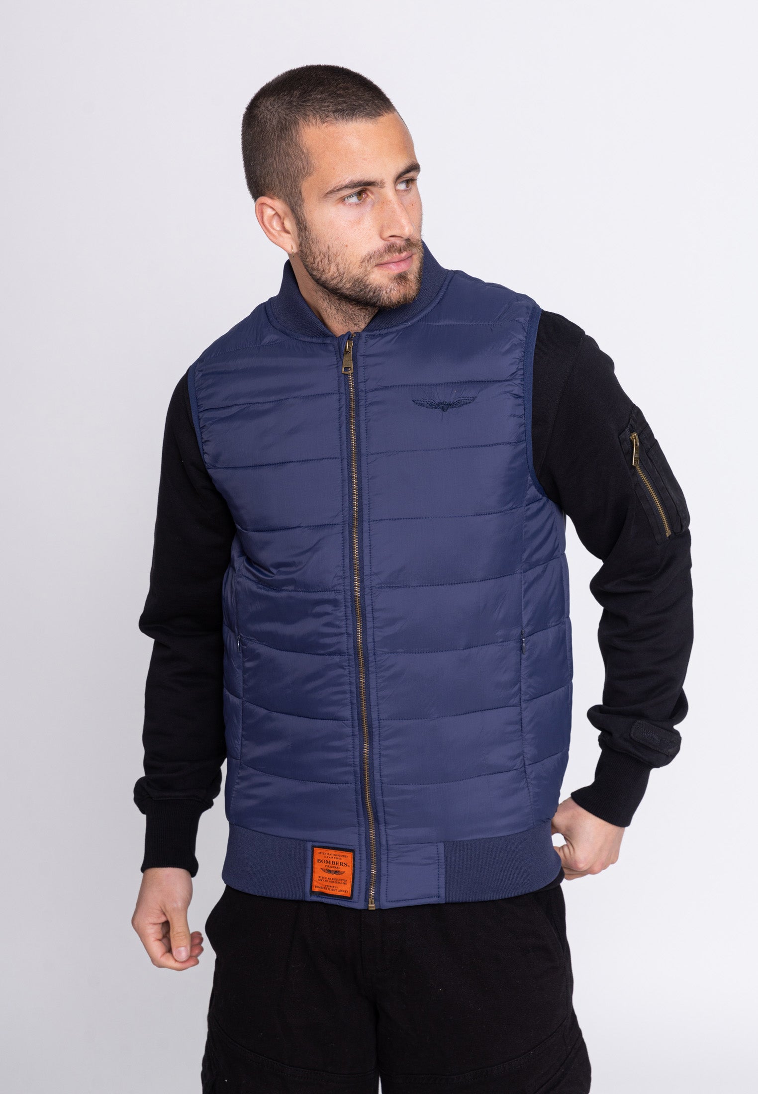 Houston M quilted vest in navy Jackets Bombers Original   