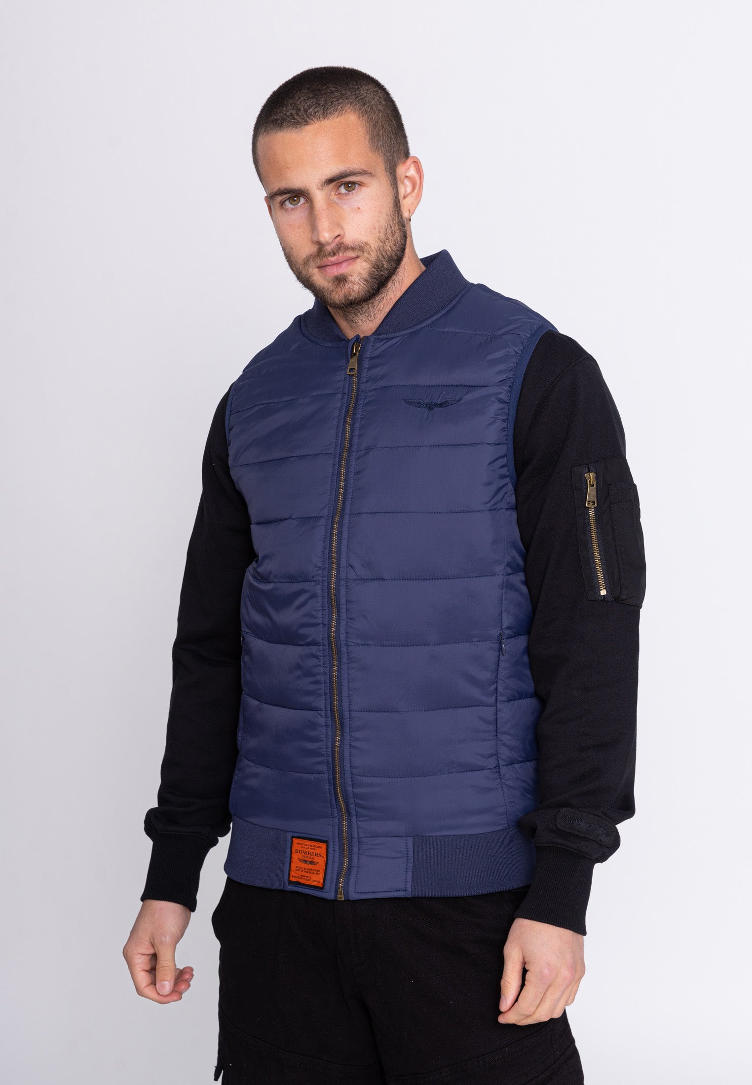 Houston M quilted vest in navy Jackets Bombers Original   