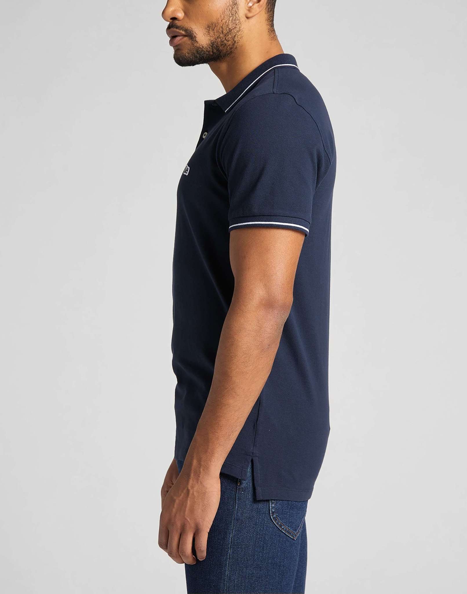 Pique Polo in Navy Polos Lee   