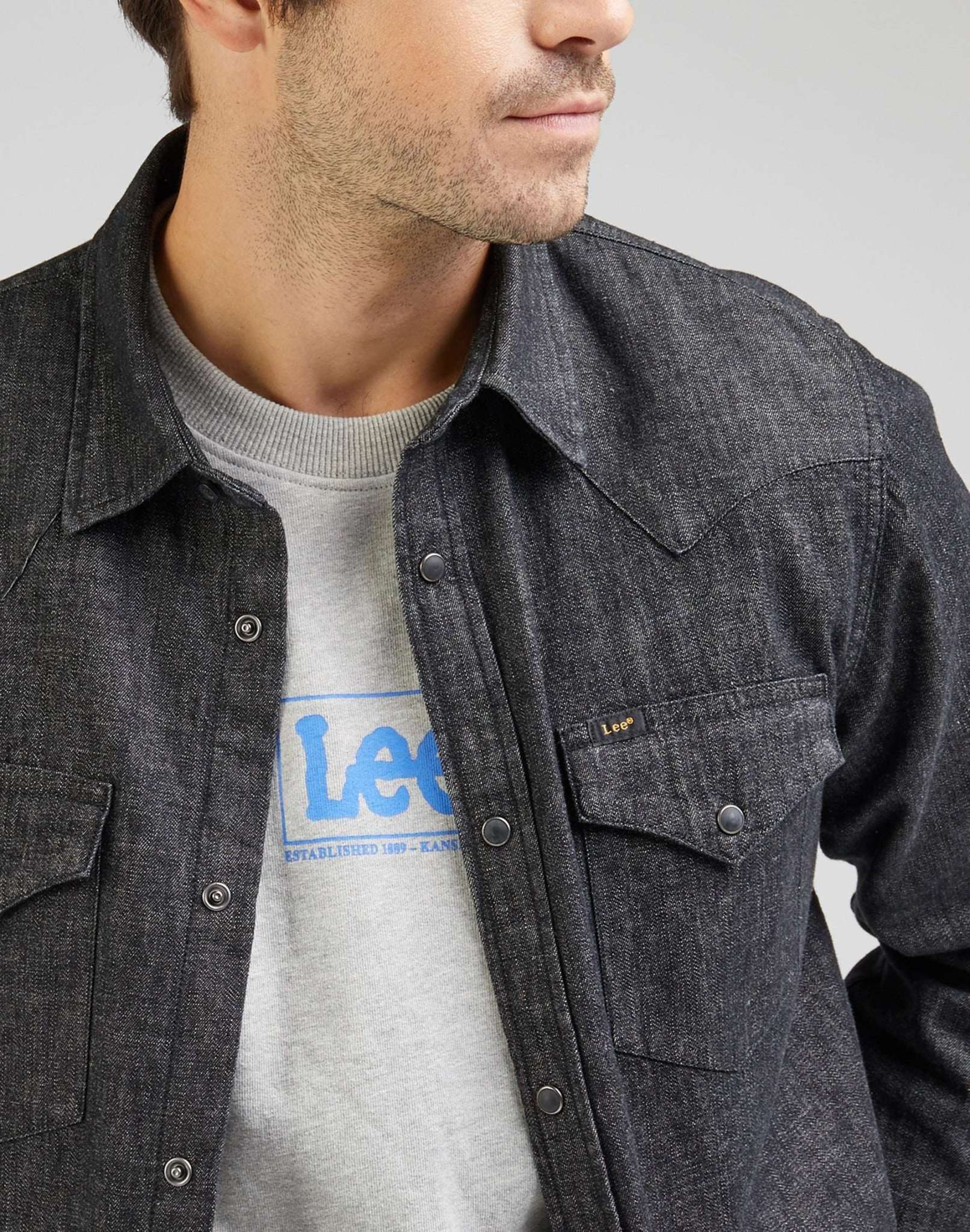 Regular Western Shirt in Washed Black Shirts Lee   