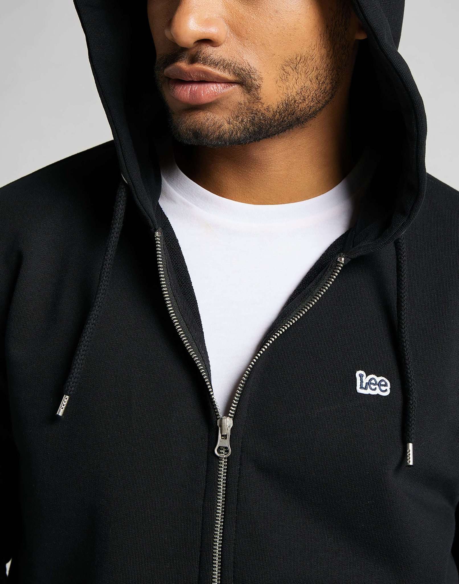 Basic Zip Through Hoodie in Black Sweat Jackets Lee   