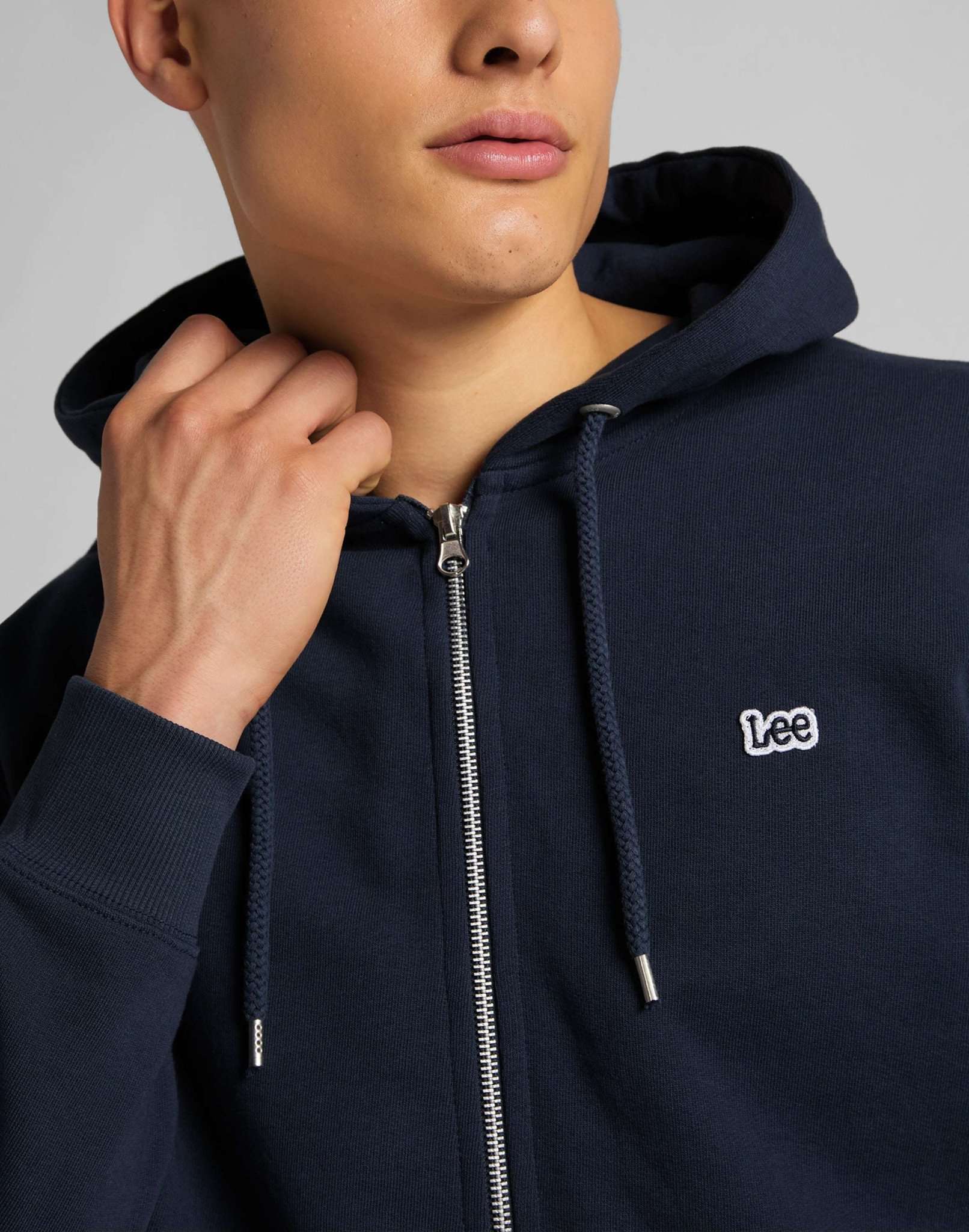 Basic Zip Through Hoodie in Navy Sweat Jackets Lee   