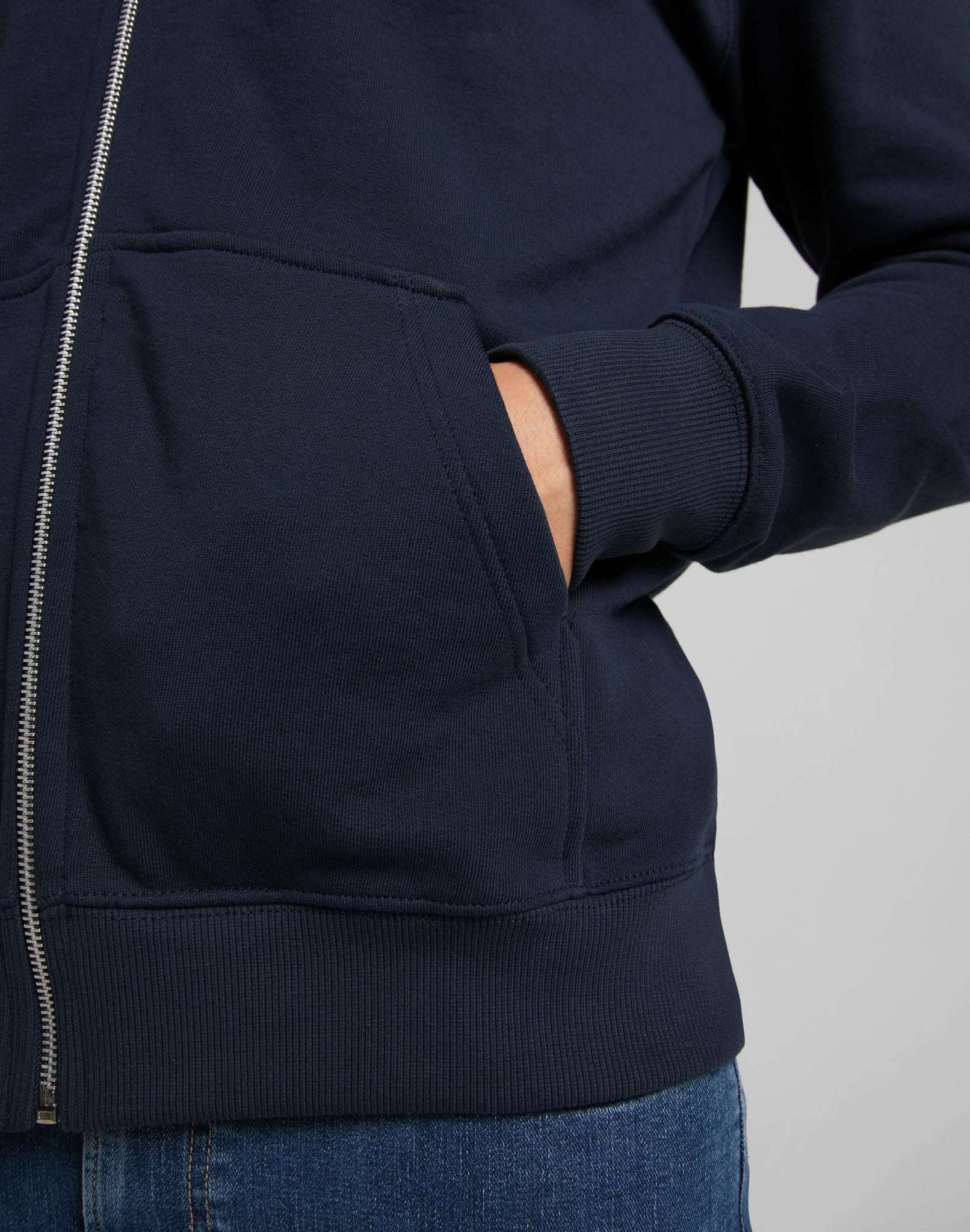 Basic Zip Through Hoodie in Navy Sweat Jackets Lee   