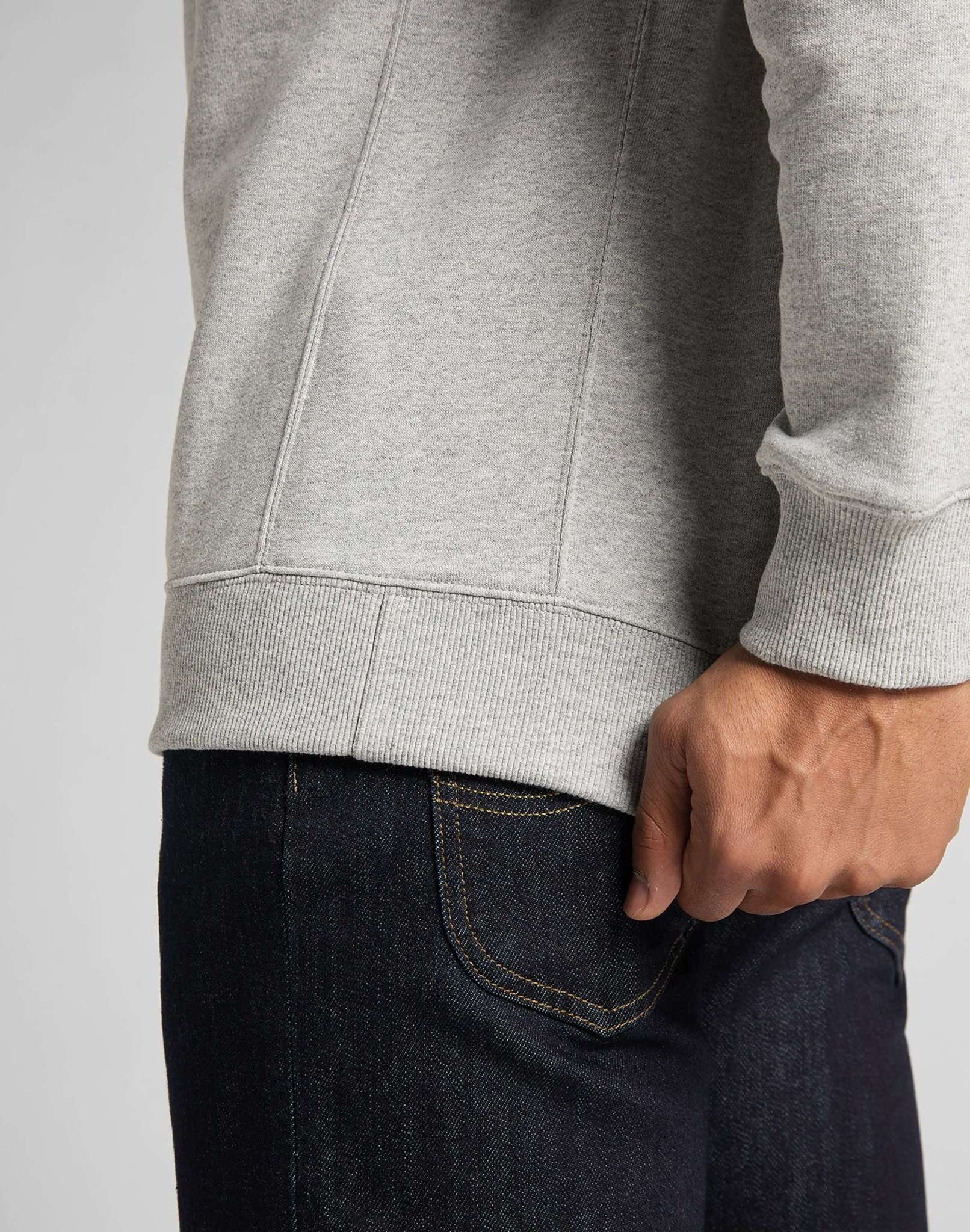 Plain Crew Sweatshirt in Grey Melange Sweatshirts Lee   