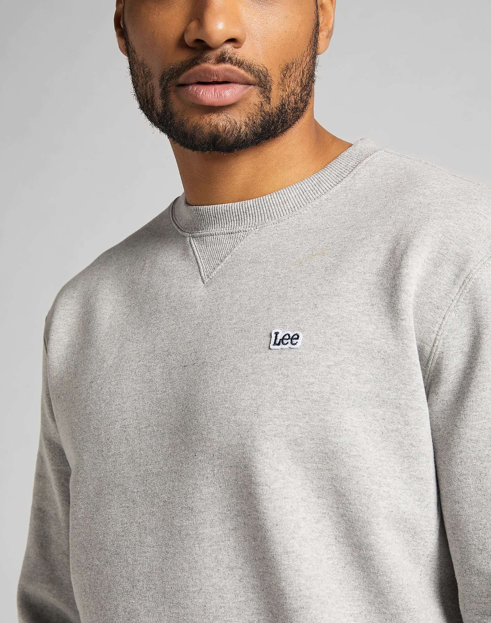 Plain Crew Sweatshirt in Grey Melange Sweatshirts Lee   