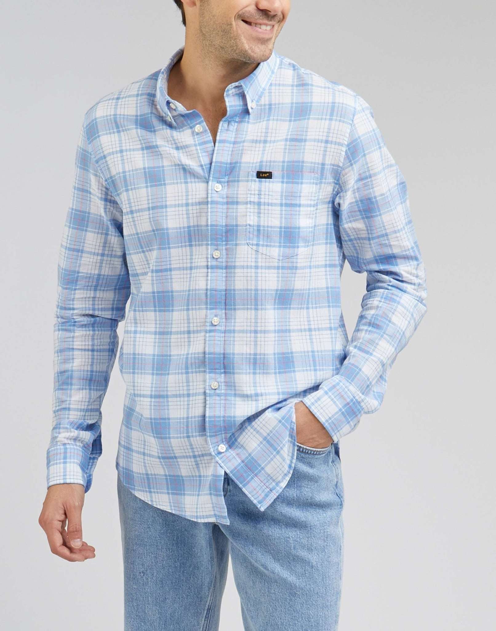 Button Down Shirt in Prep Blue Shirts Lee   