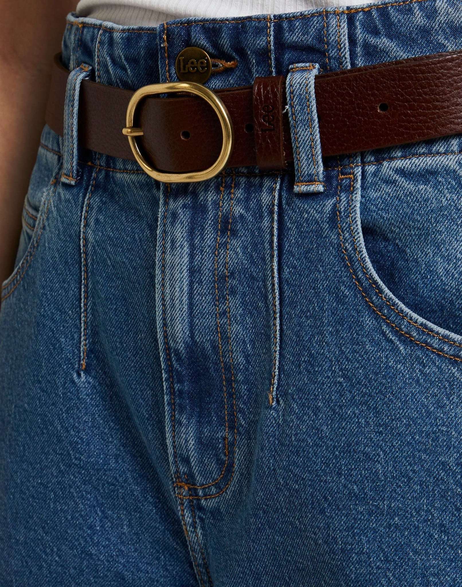 Wide Leather Belt in Dark Brown Belt Lee   