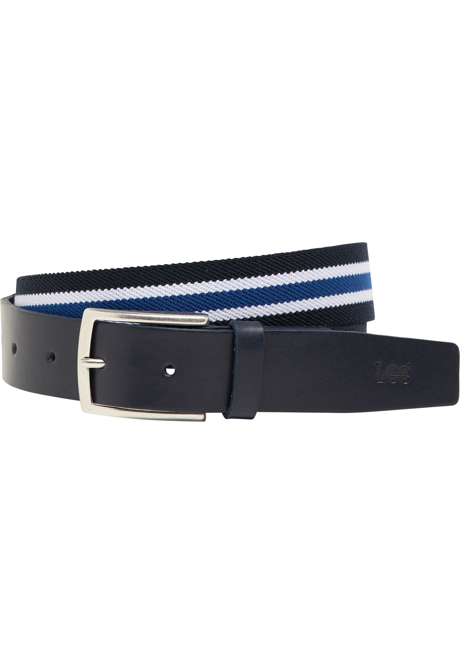 Striped Webbing Belt in Sky Captain Belt Lee   