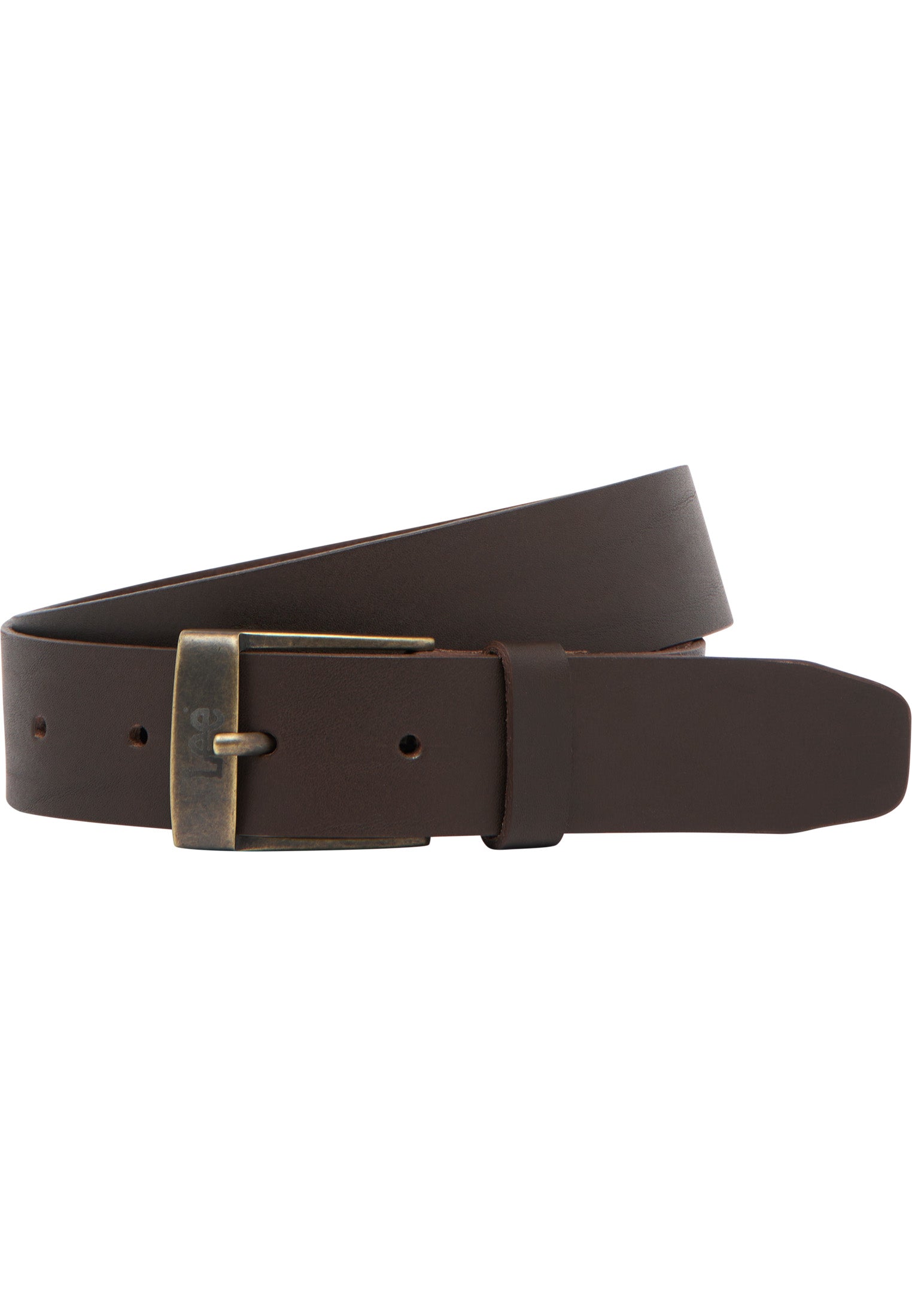 Leather Belt Logo Buckle in Dark Brown Belt Lee   