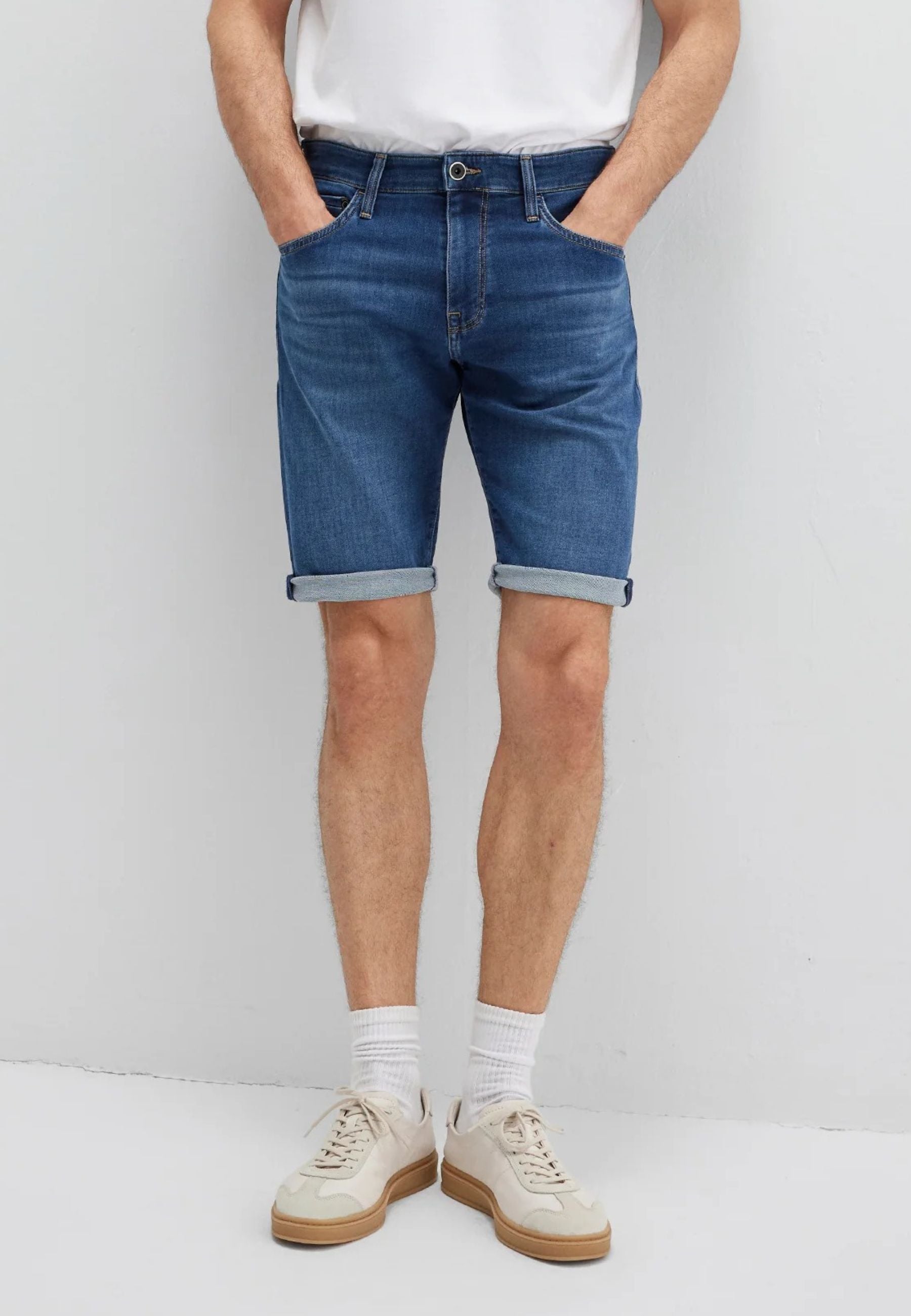 Tim in dark blue sporty denim shorts Mavi