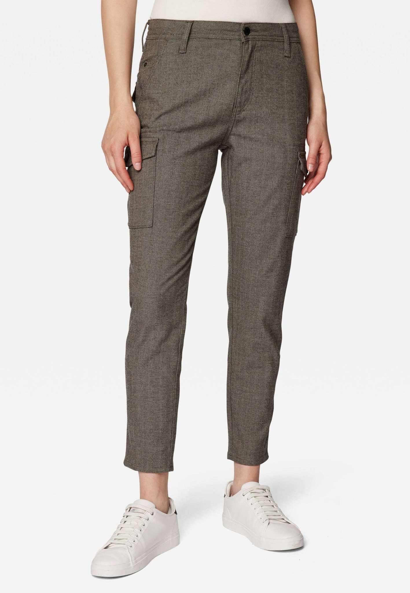 Luzi in Brown Herringbone Smart Sporty Pants Mavi   